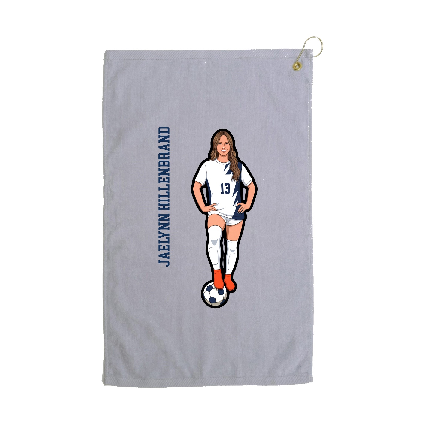 Golf Towel — Name Vertical in Grey