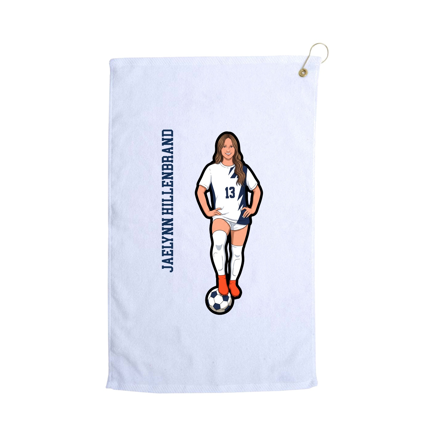 Golf Towel — Name Vertical in White