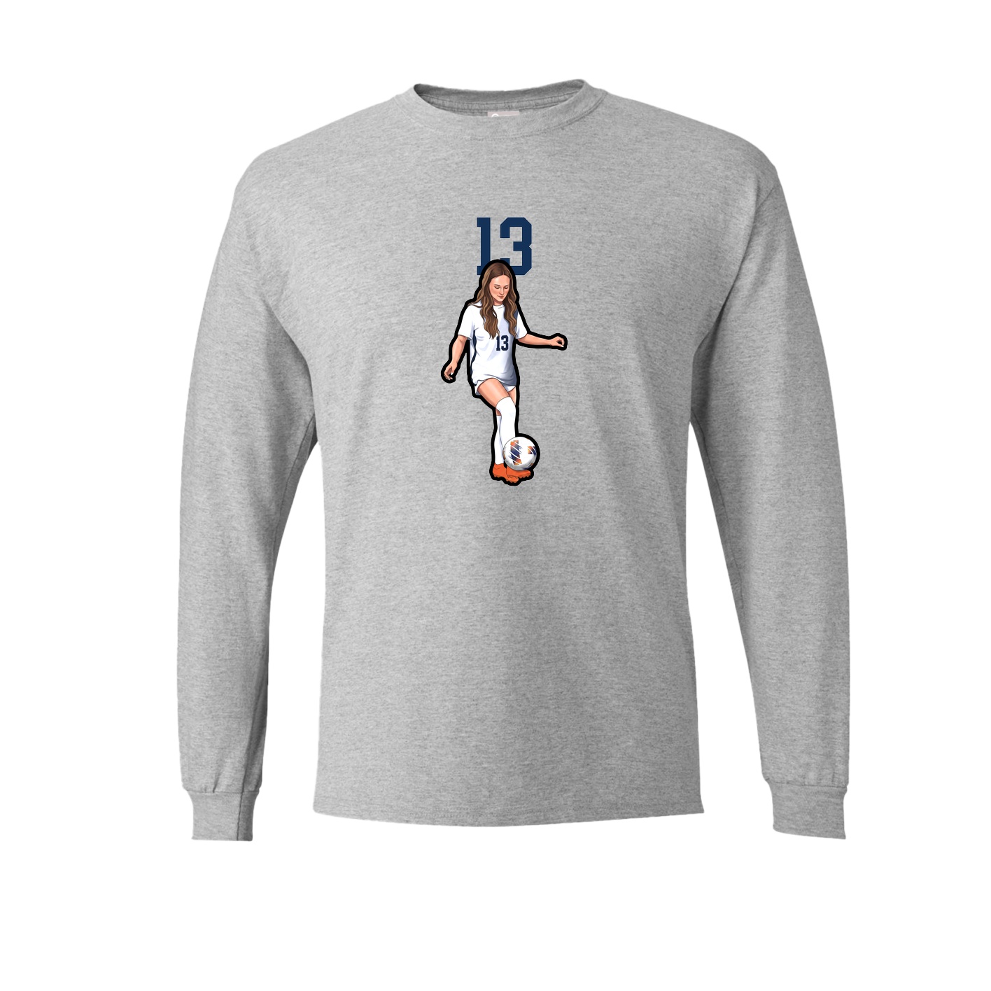 Long Sleeve Tee — Number Top in Grey