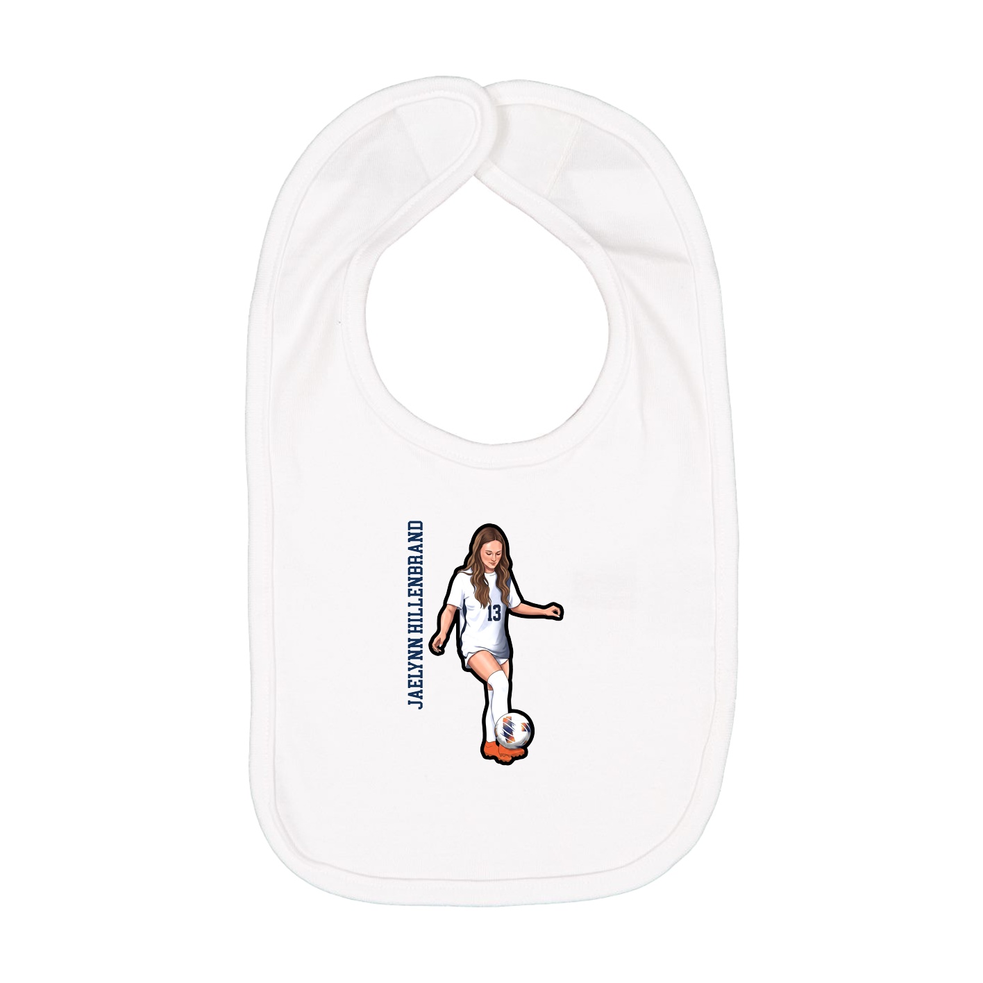 Infant Bib — Name Vertical in White