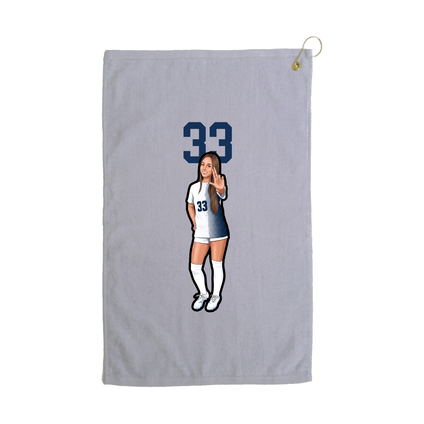 Golf Towel — Number Top in Grey