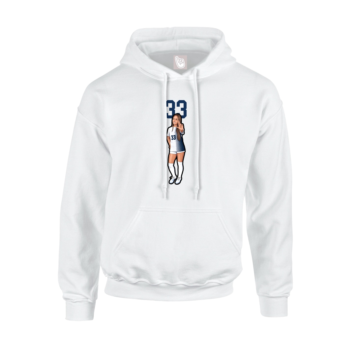 Youth Hoodie — Number Top in White