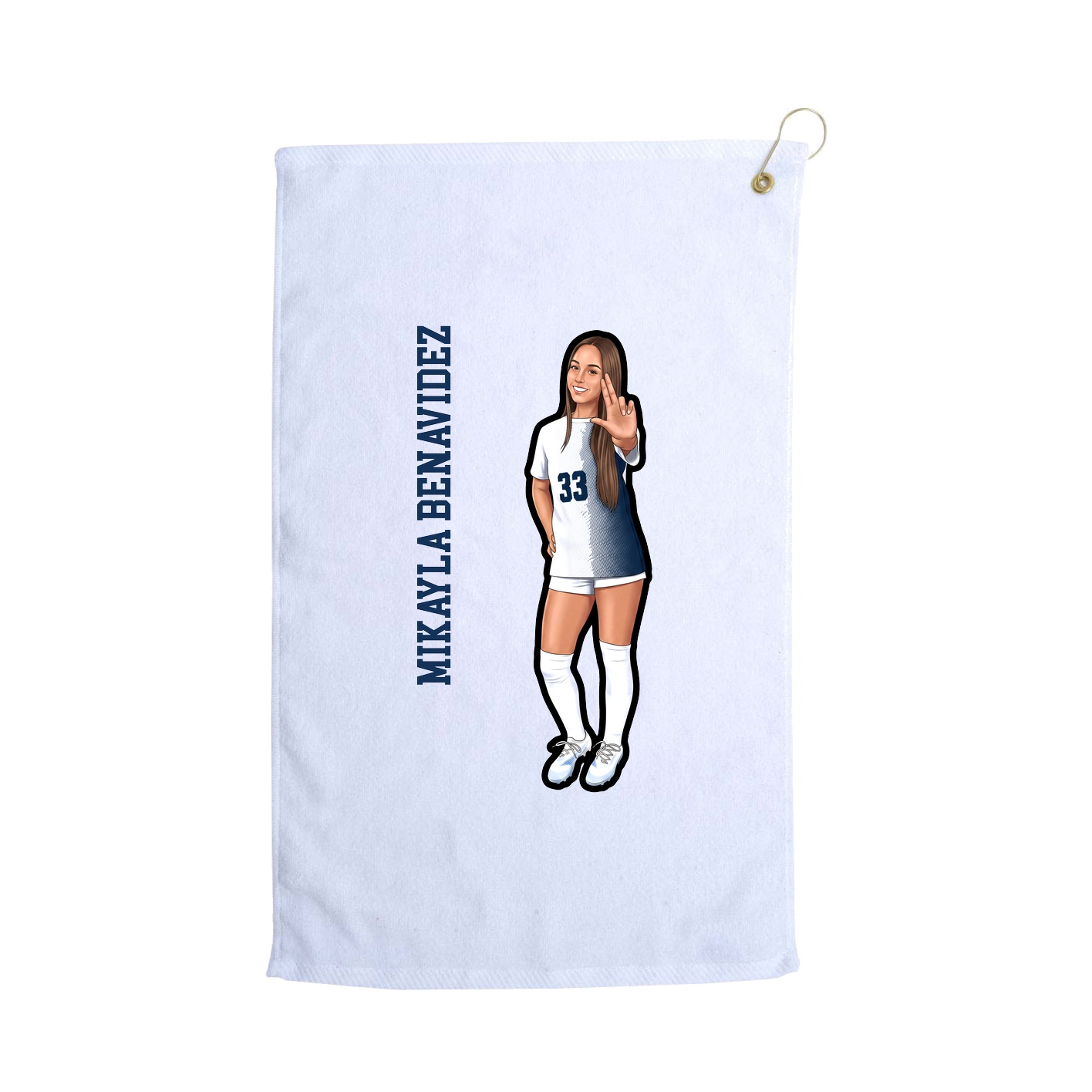 Golf Towel — Name Vertical in White
