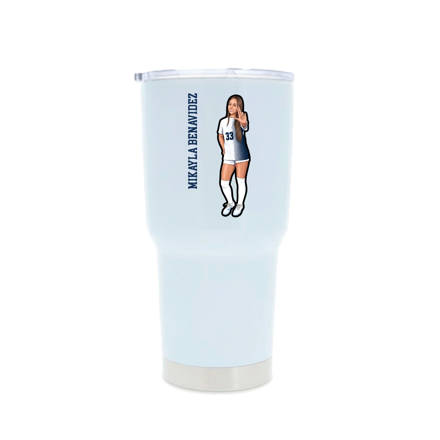 30oz Stainless Steel Tumbler — Name Vertical in White