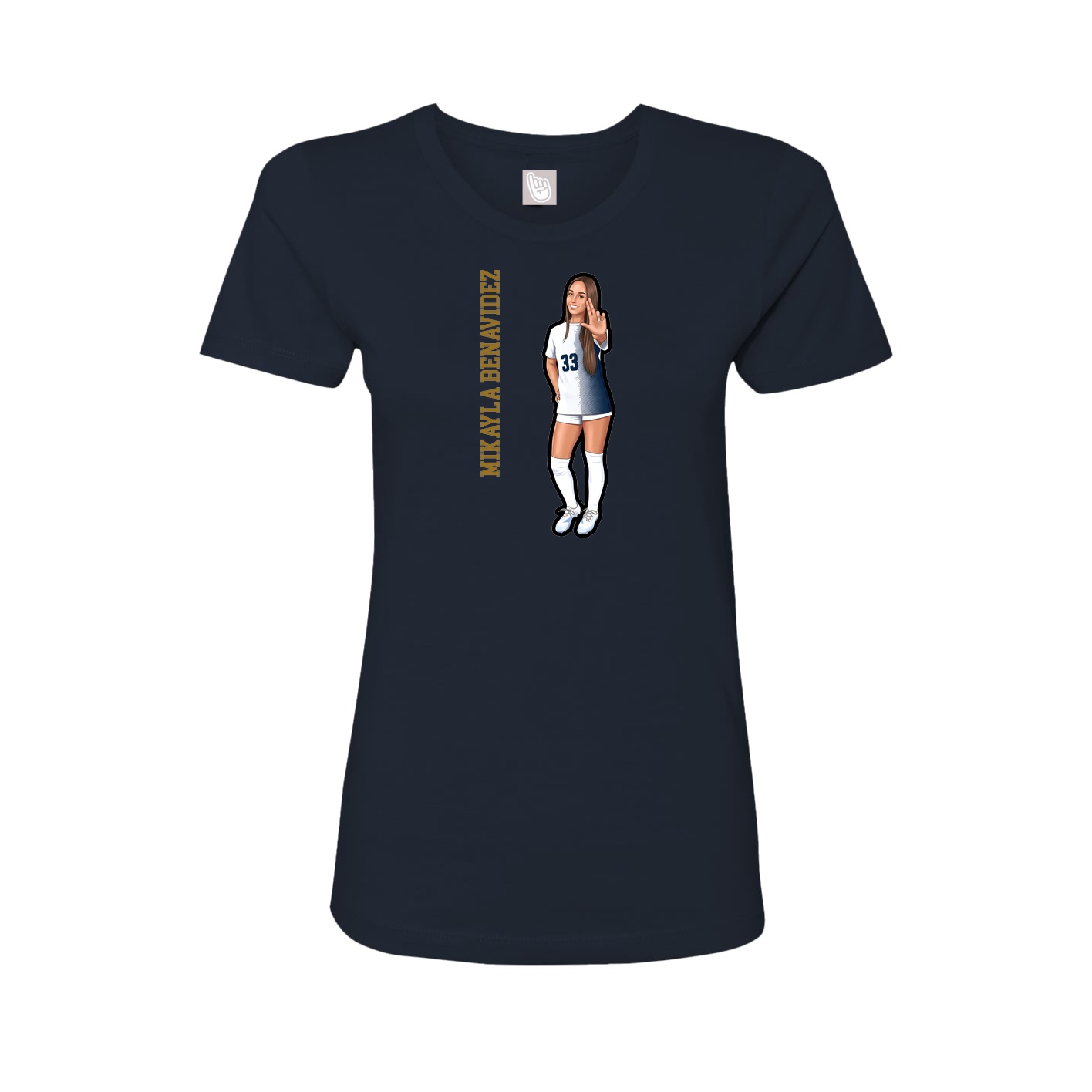 Fitted Women's Tee — Name Vertical in Navy