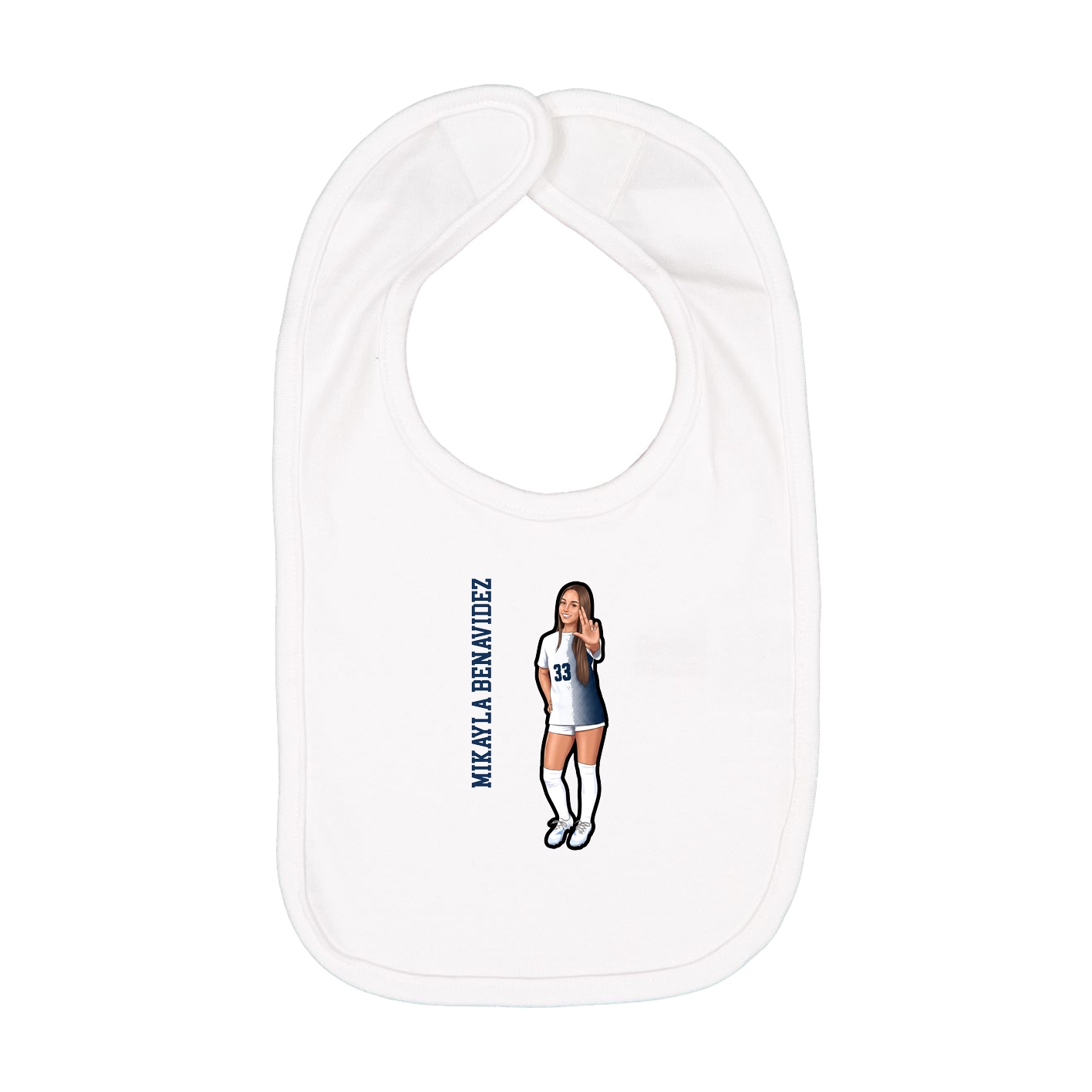 Infant Bib — Name Vertical in White
