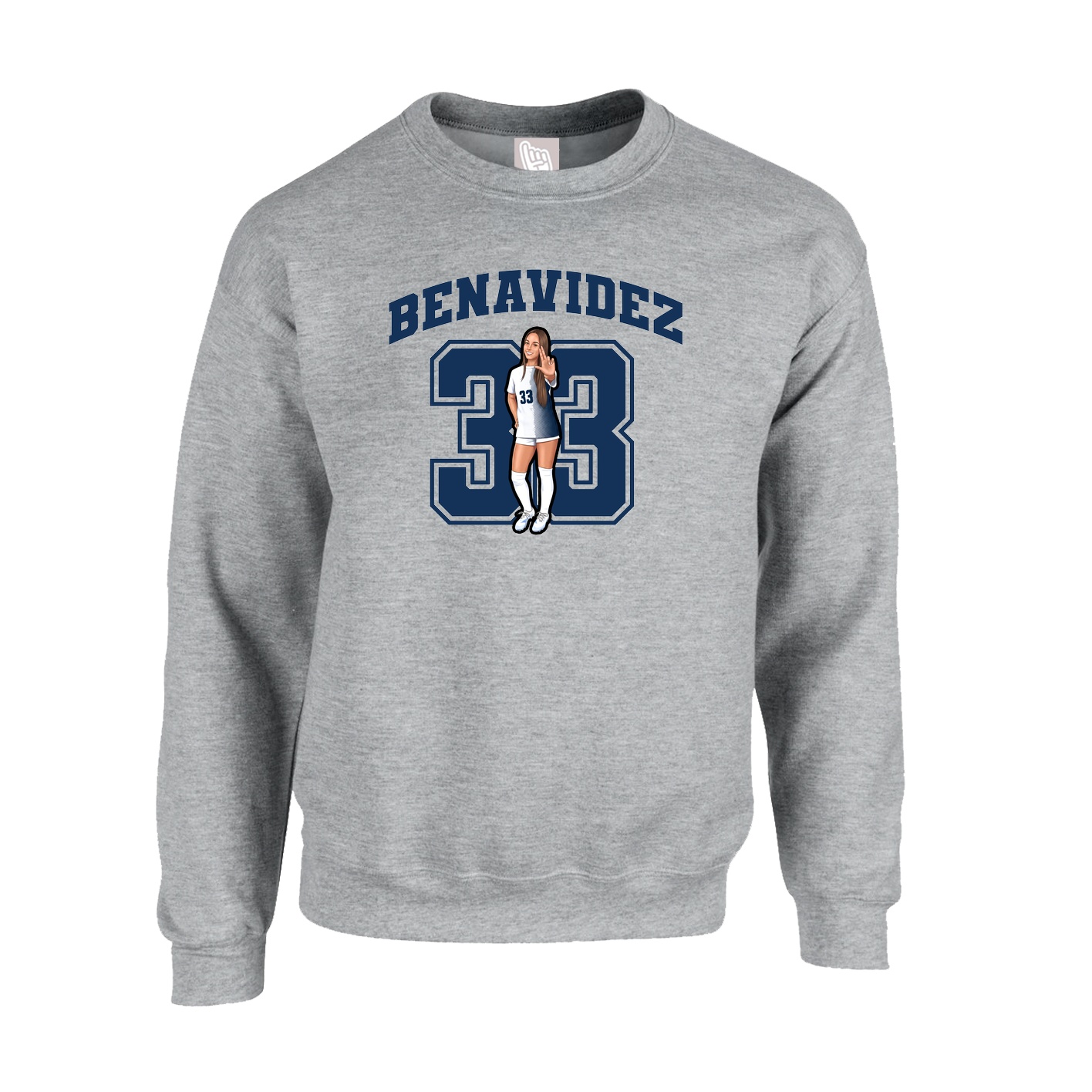 Fleece Crew — Number in Grey