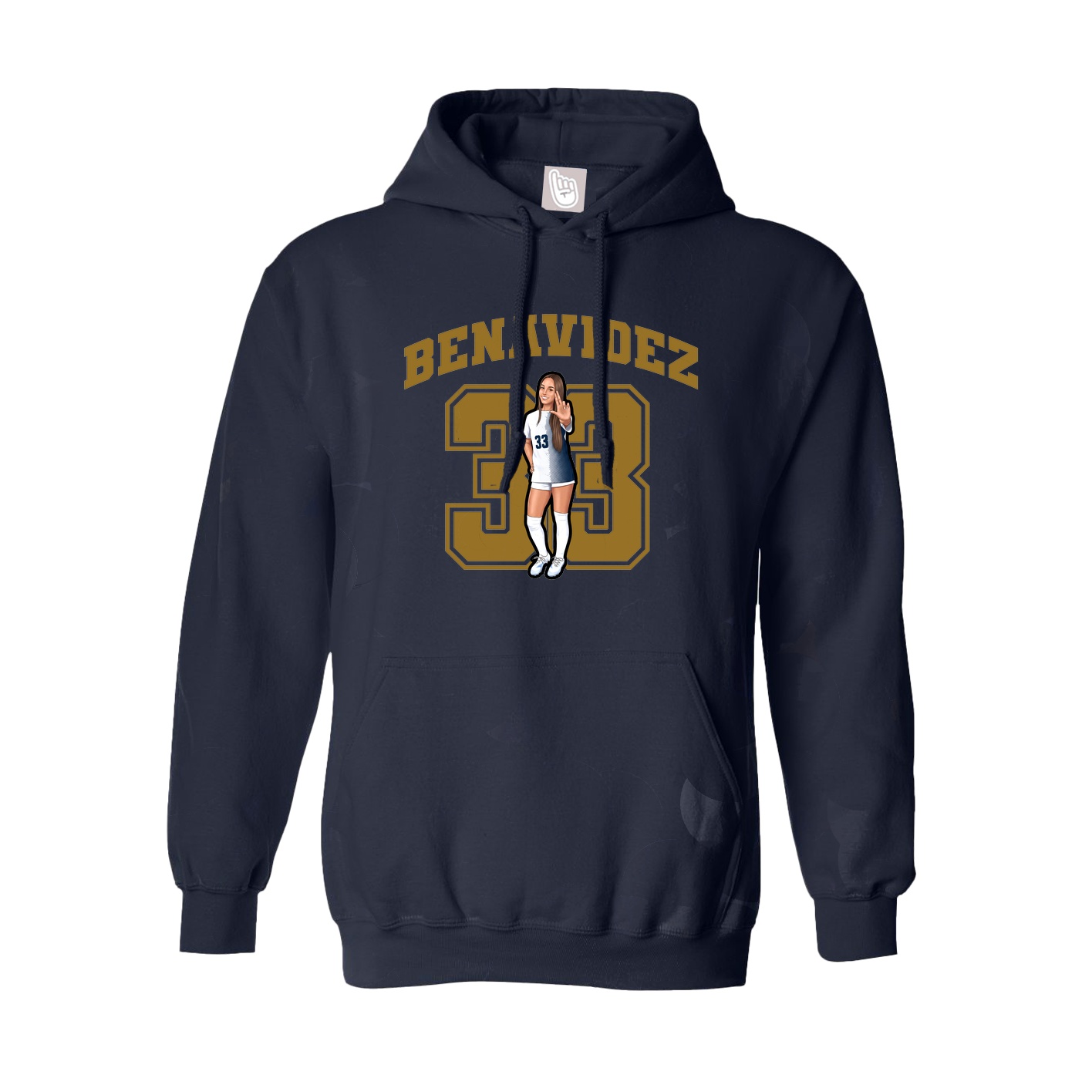 Youth Hoodie — Number in Navy