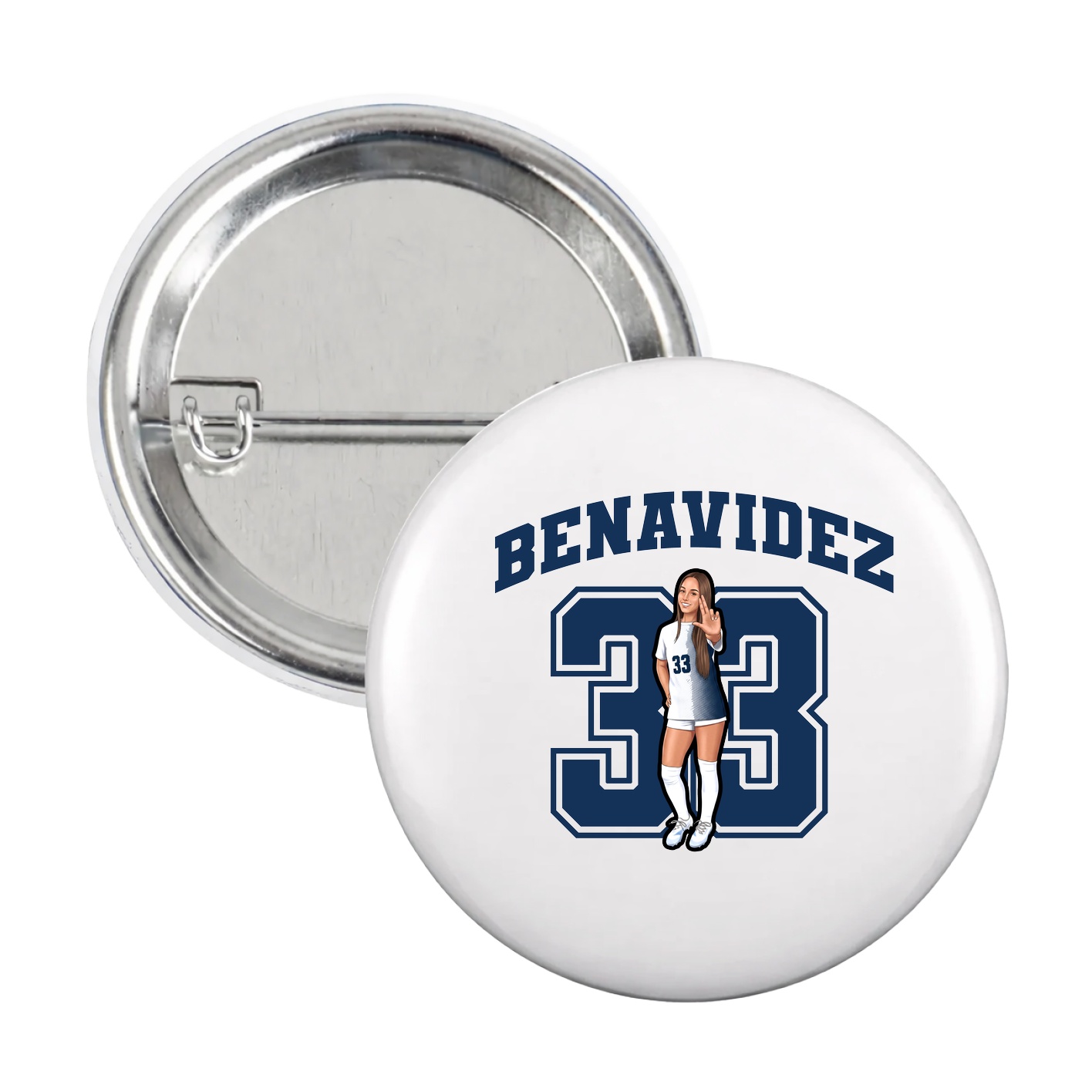Game Day Button — Number in White