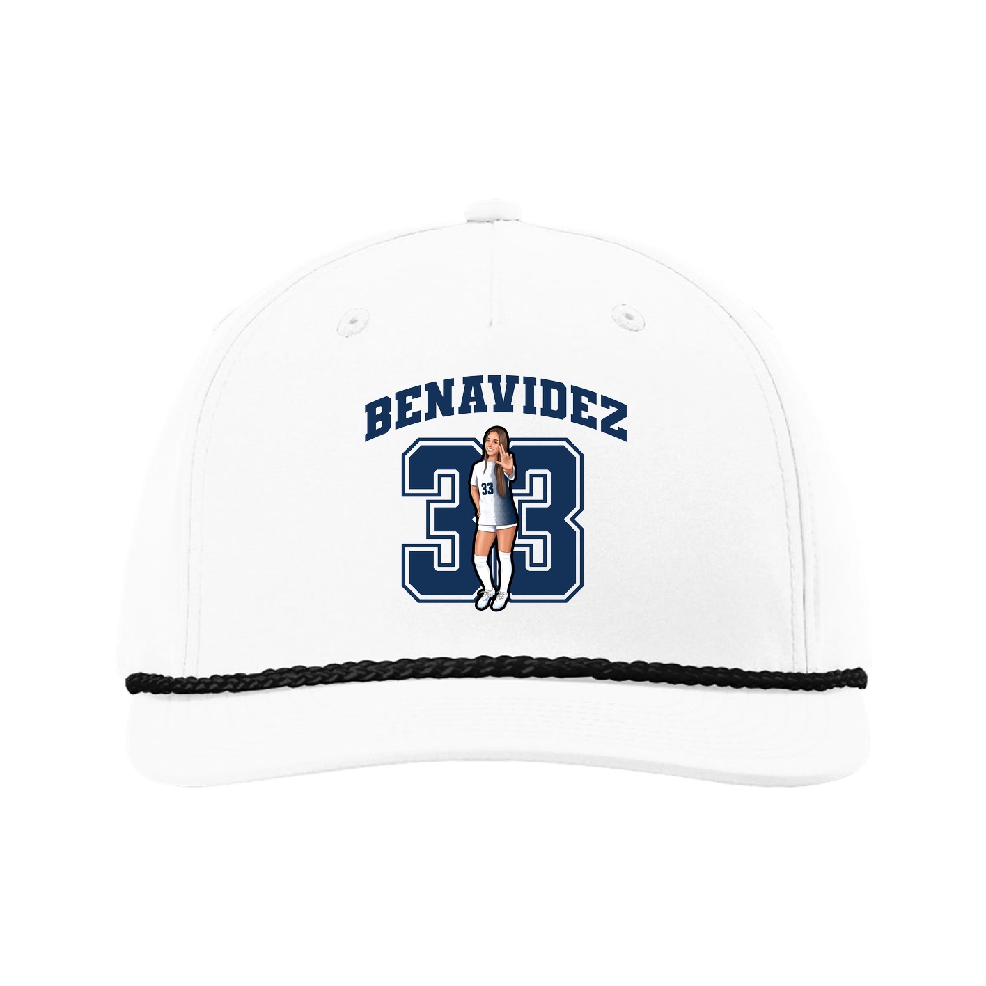 Five-Panel Classic Rope Cap — Number in White