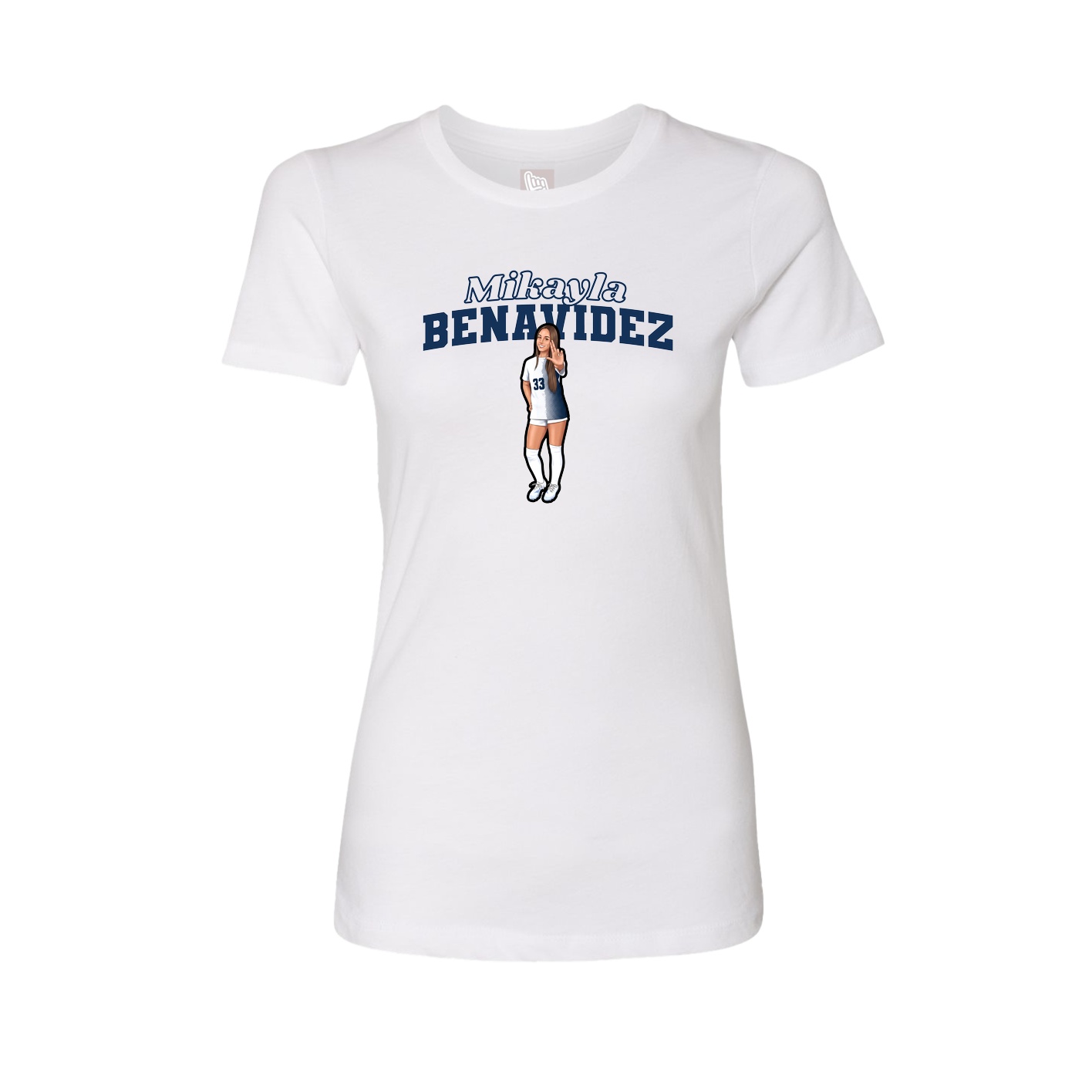 Fitted Women's Tee — Name Arch in White