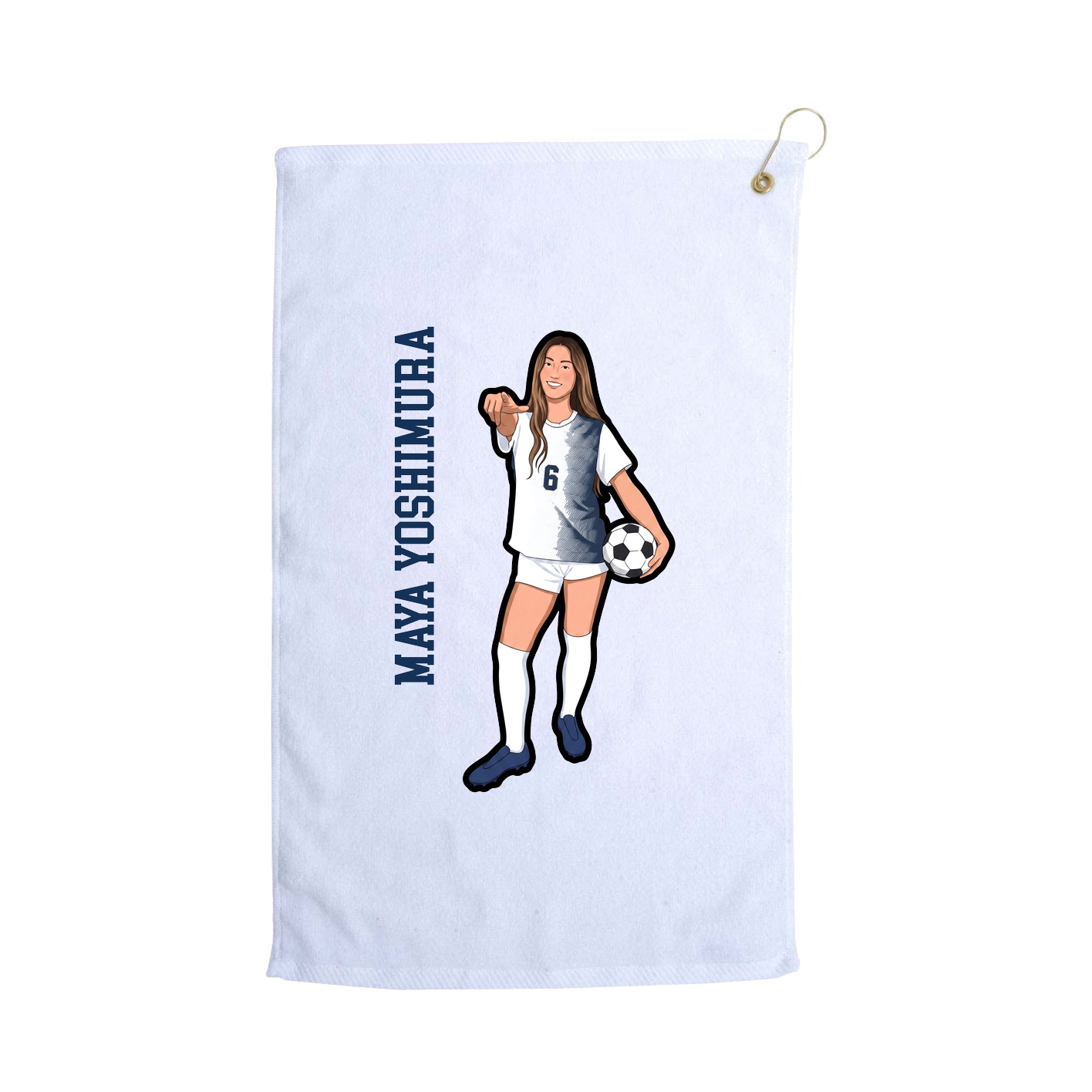 Golf Towel — Name Vertical in White