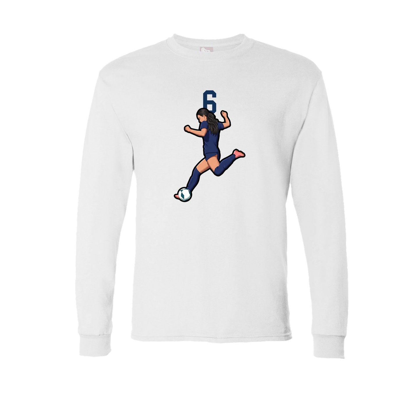 Long Sleeve Tee — Number Top in White