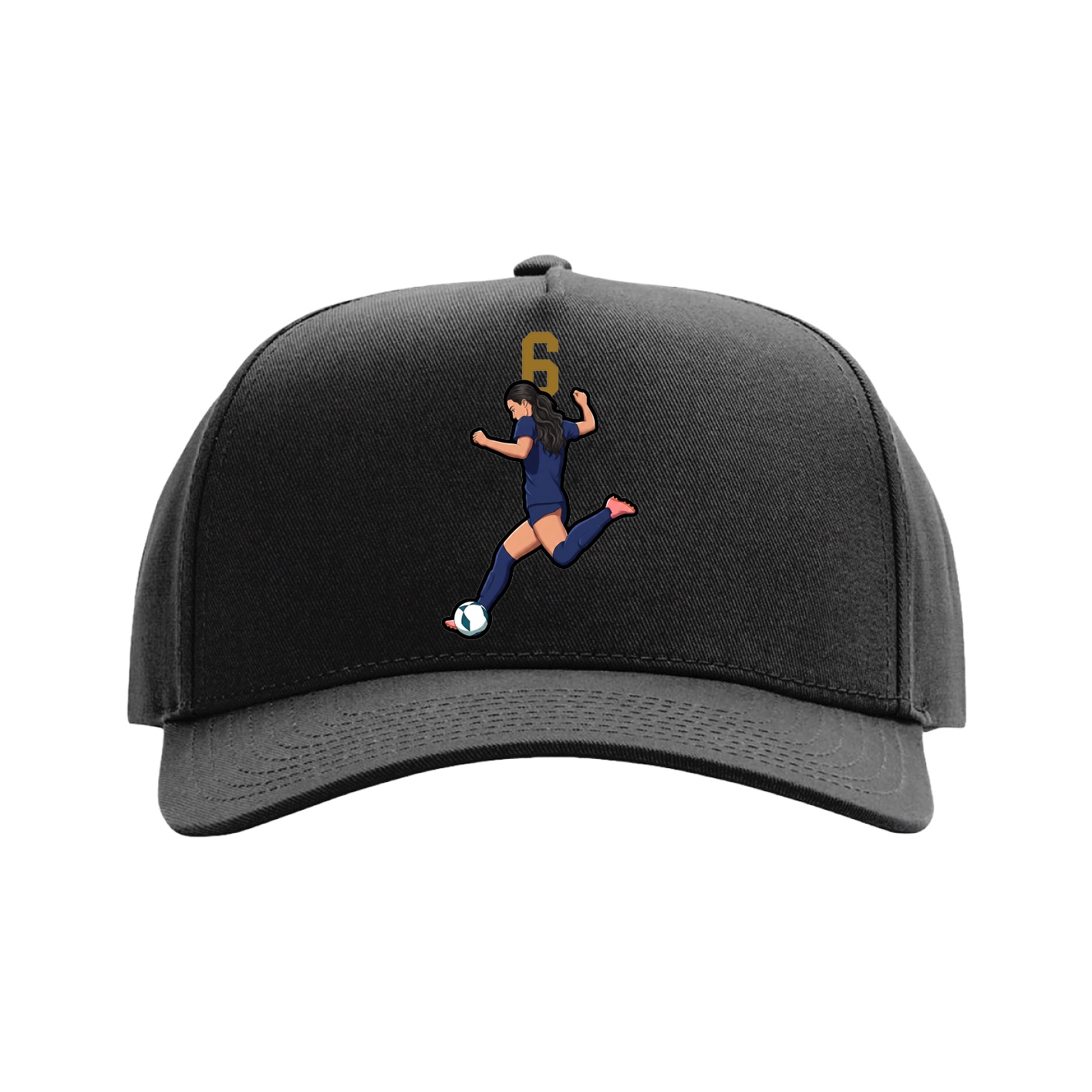 Full Fabric Five-Panel Champ Cap — Number Top in Black