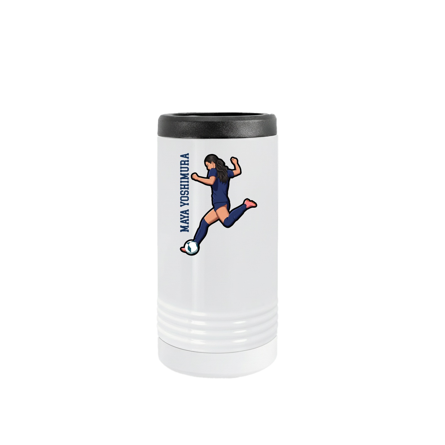 Slim Beverage Holder — Name Vertical in White