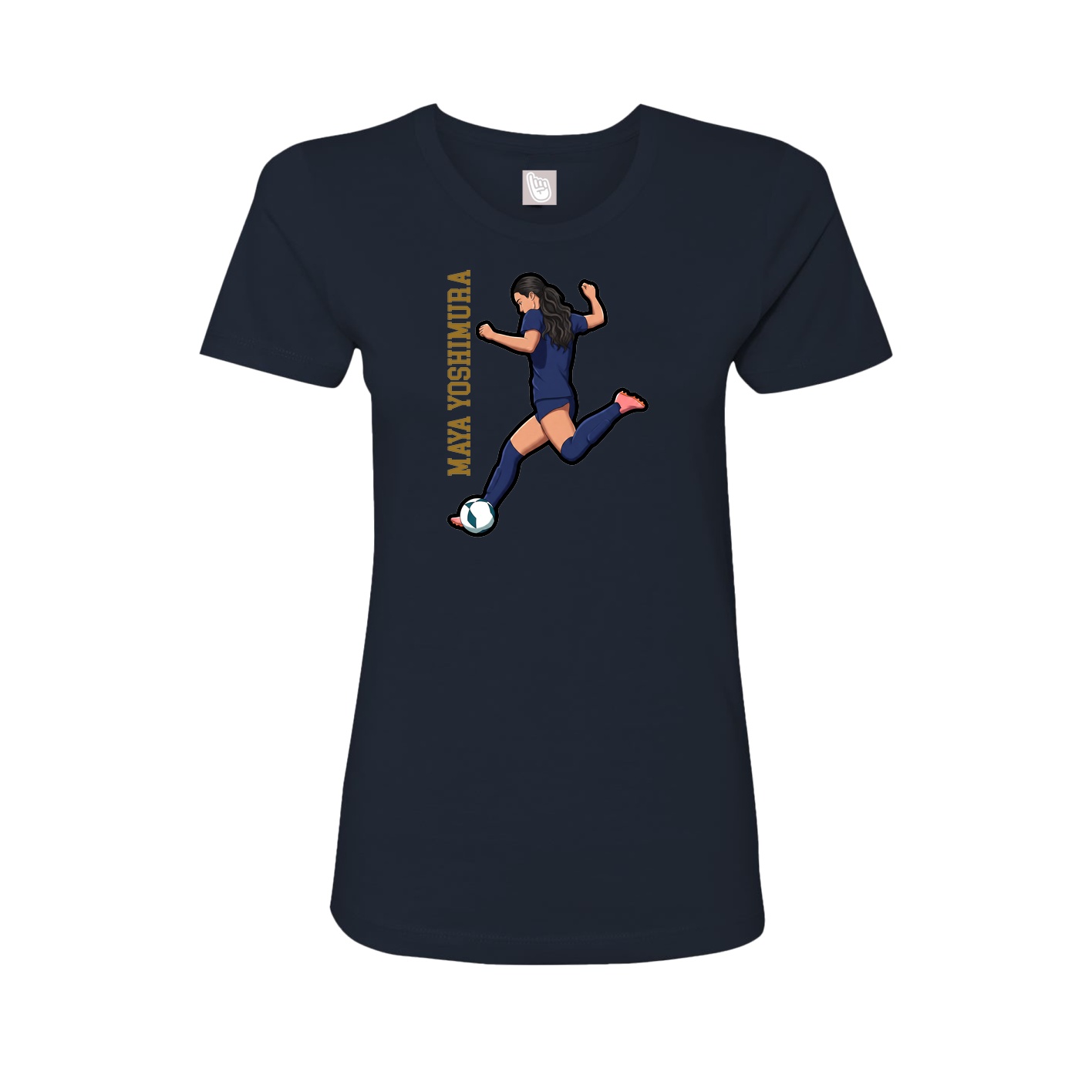 Womens Tee — Name Vertical in Navy