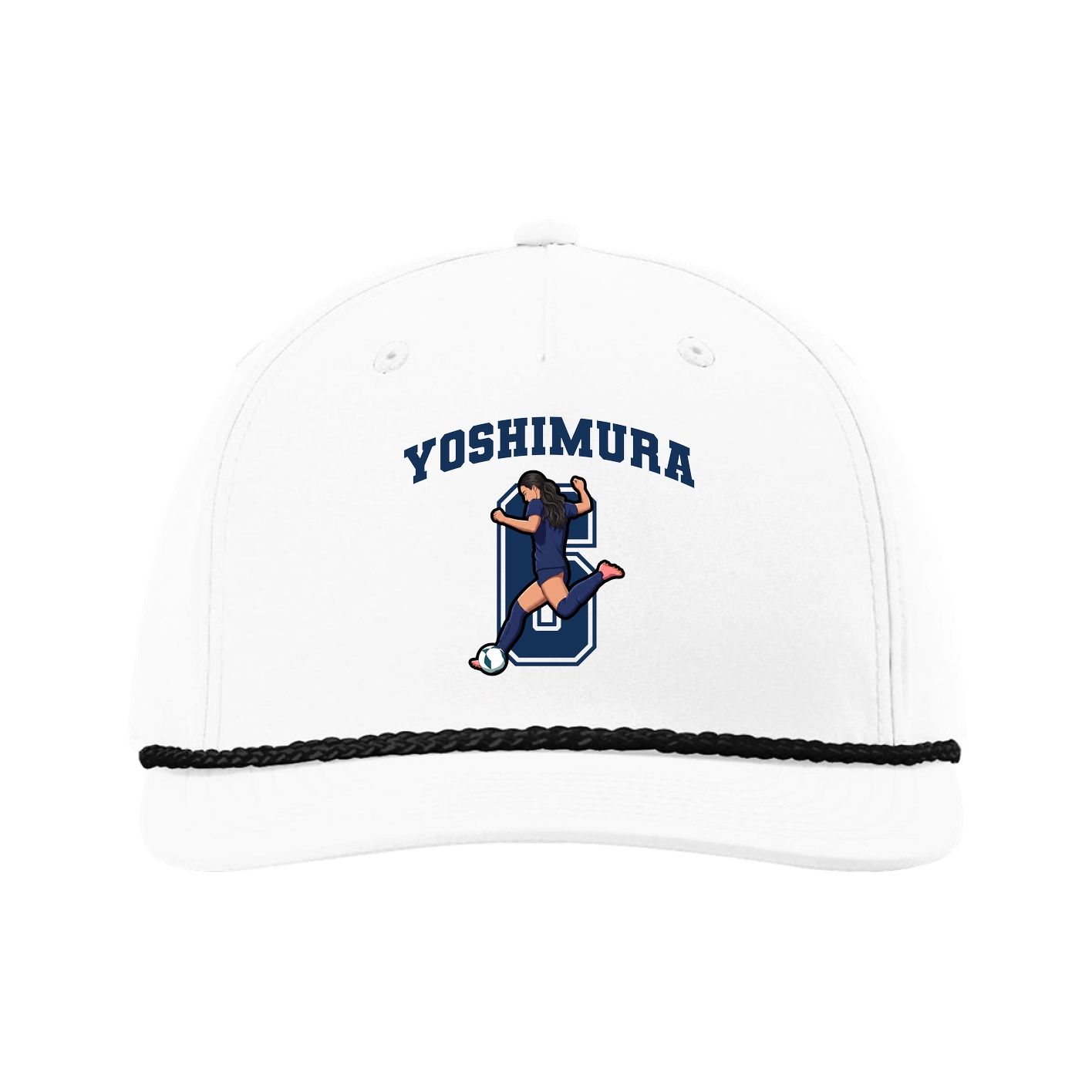 Five-Panel Classic Rope Cap — Number in White