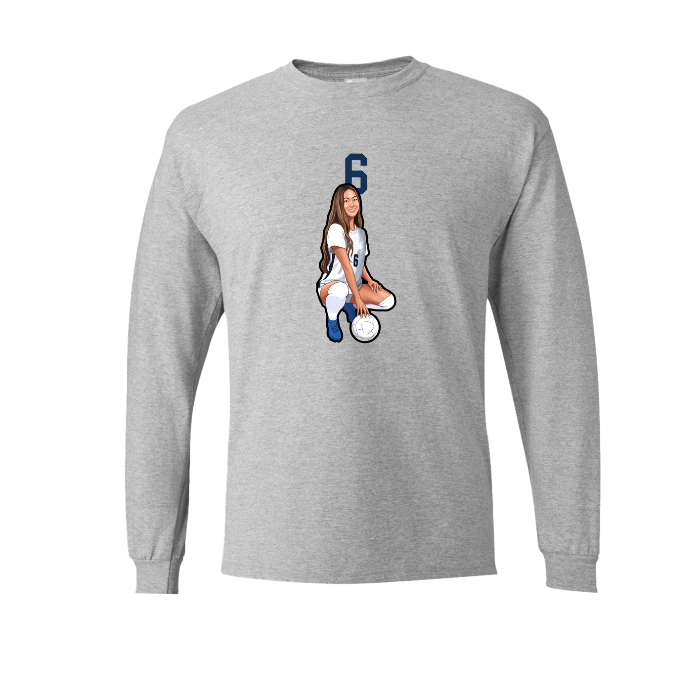 Long Sleeve Tee — Number Top in Grey