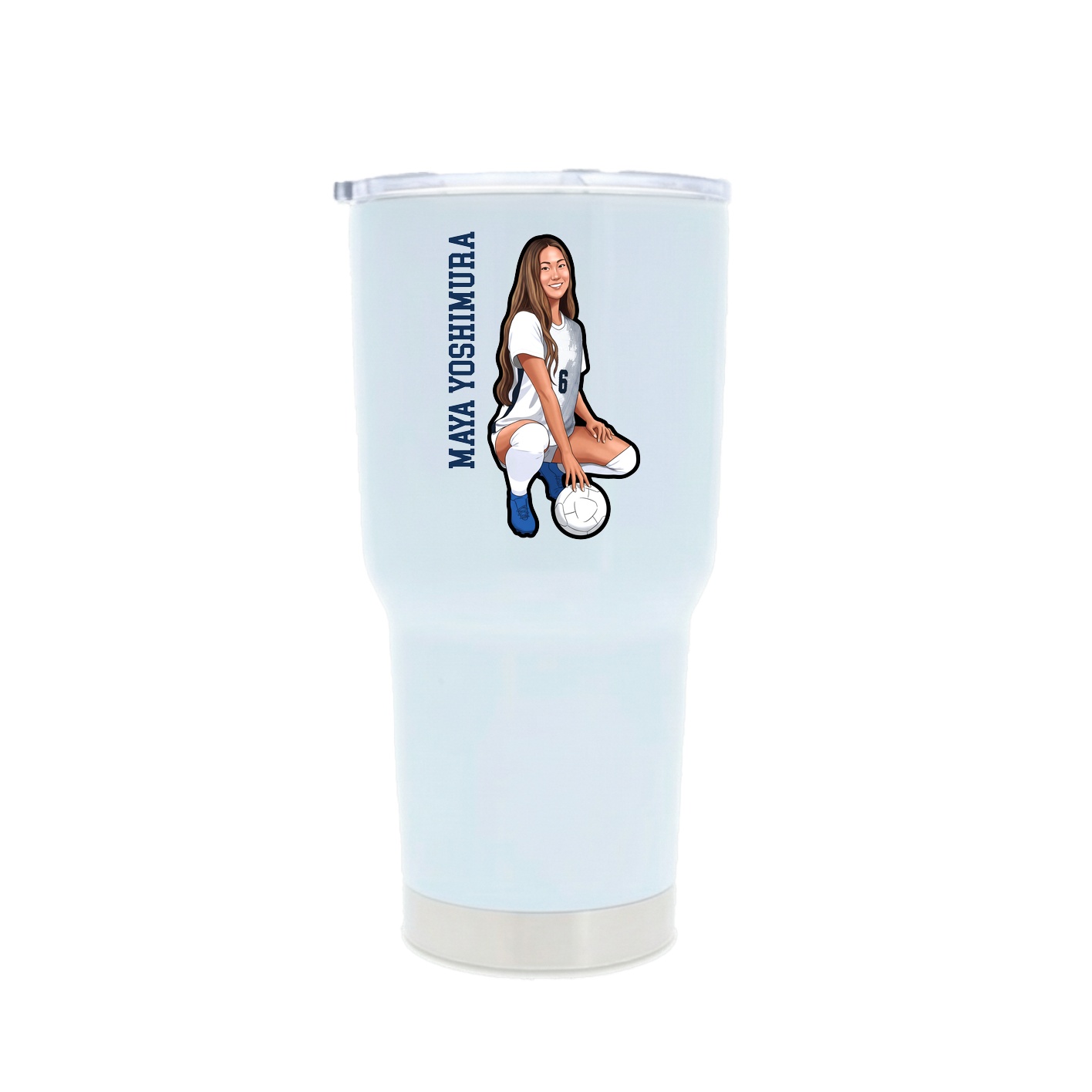 30oz Stainless Steel Tumbler — Name Vertical in White