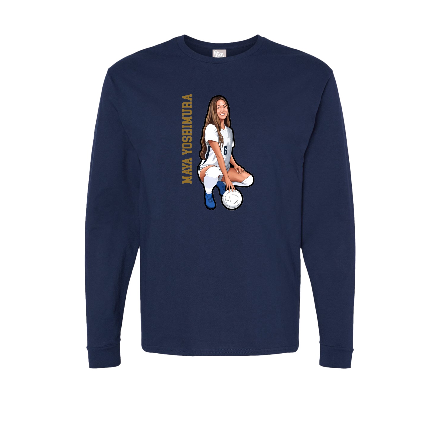 Long Sleeve Tee — Name Vertical in Navy