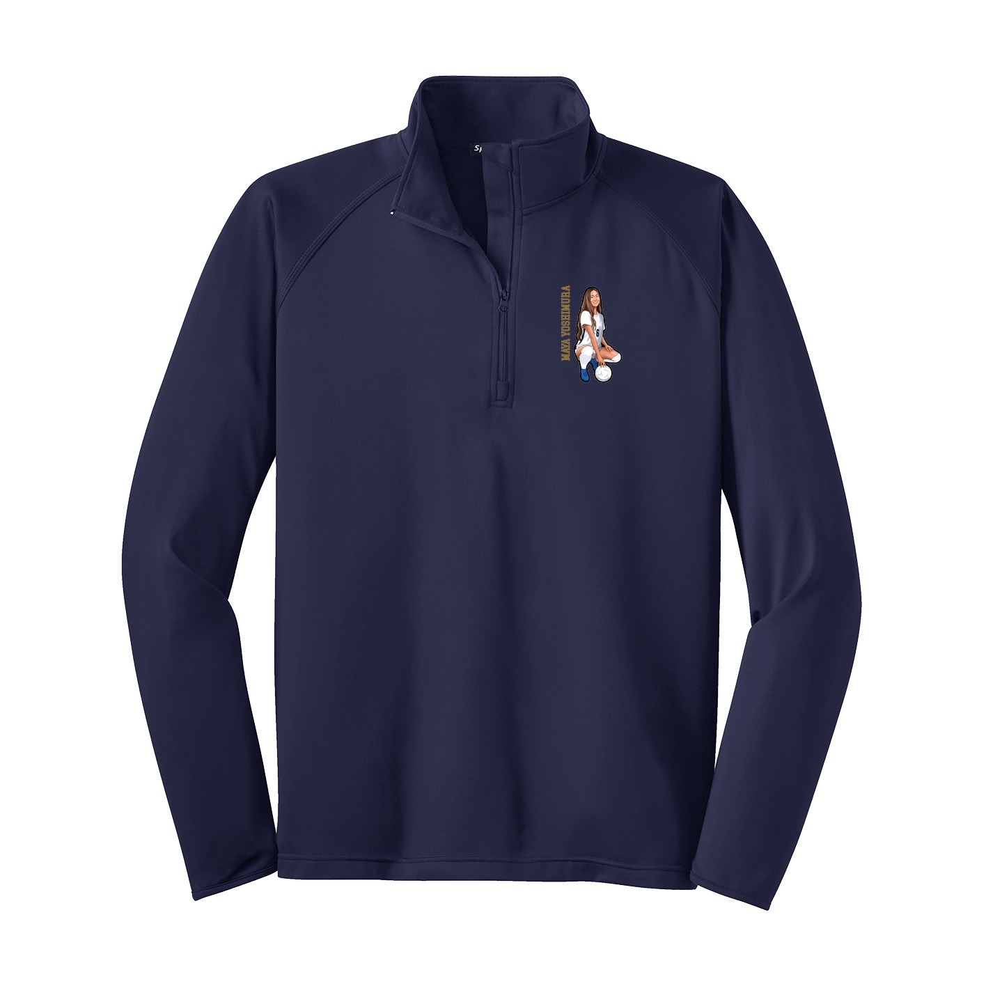 Q-Zip Pullover — Name Vertical in Navy
