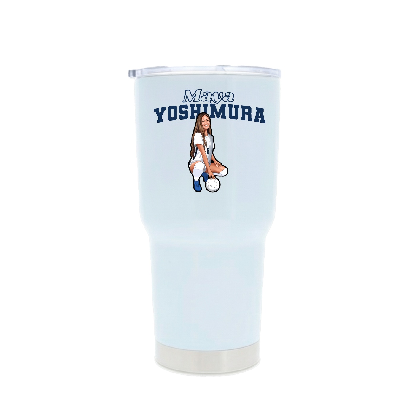 30oz Stainless Steel Tumbler — Name Arch in White