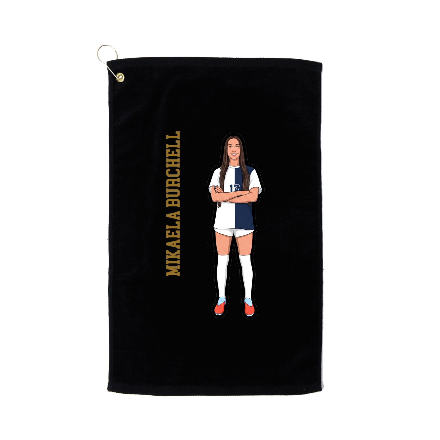 Golf Towel — Name Vertical in Black