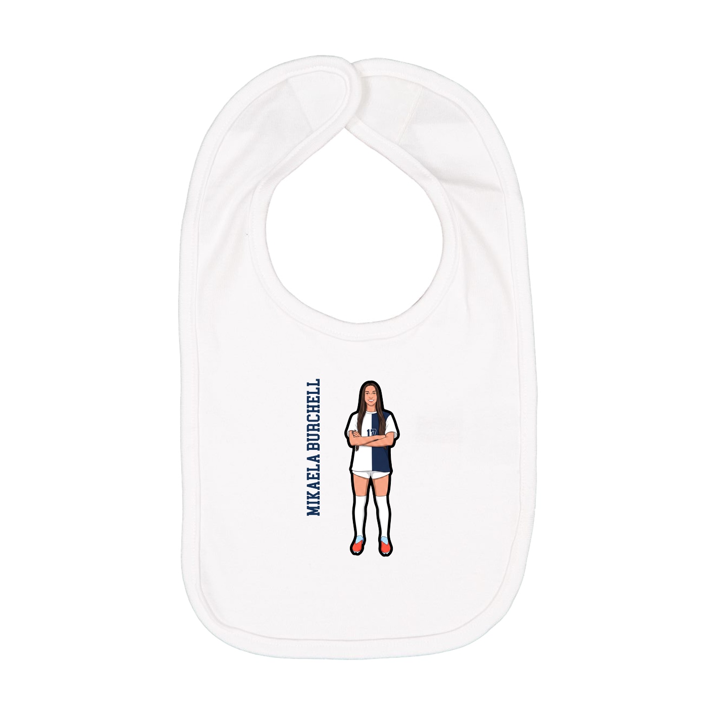 Infant Bib — Name Vertical in White