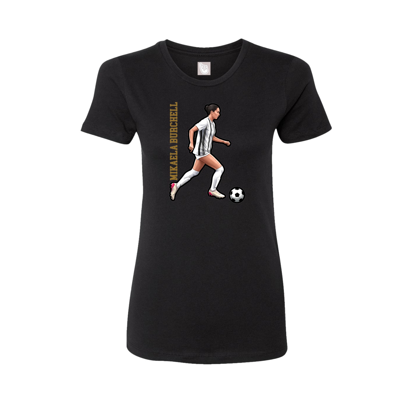 Fitted Women's Tee — Name Vertical in Black