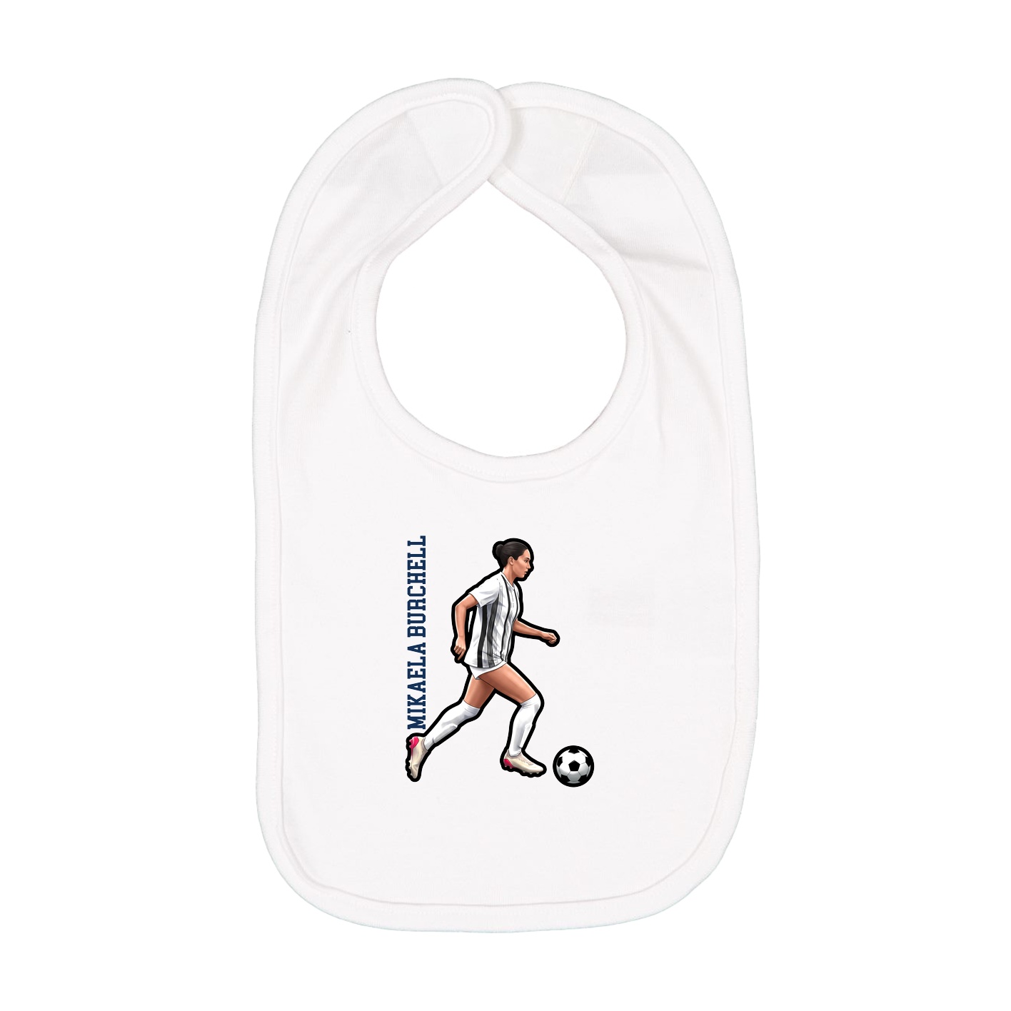 Infant Bib — Name Vertical in White