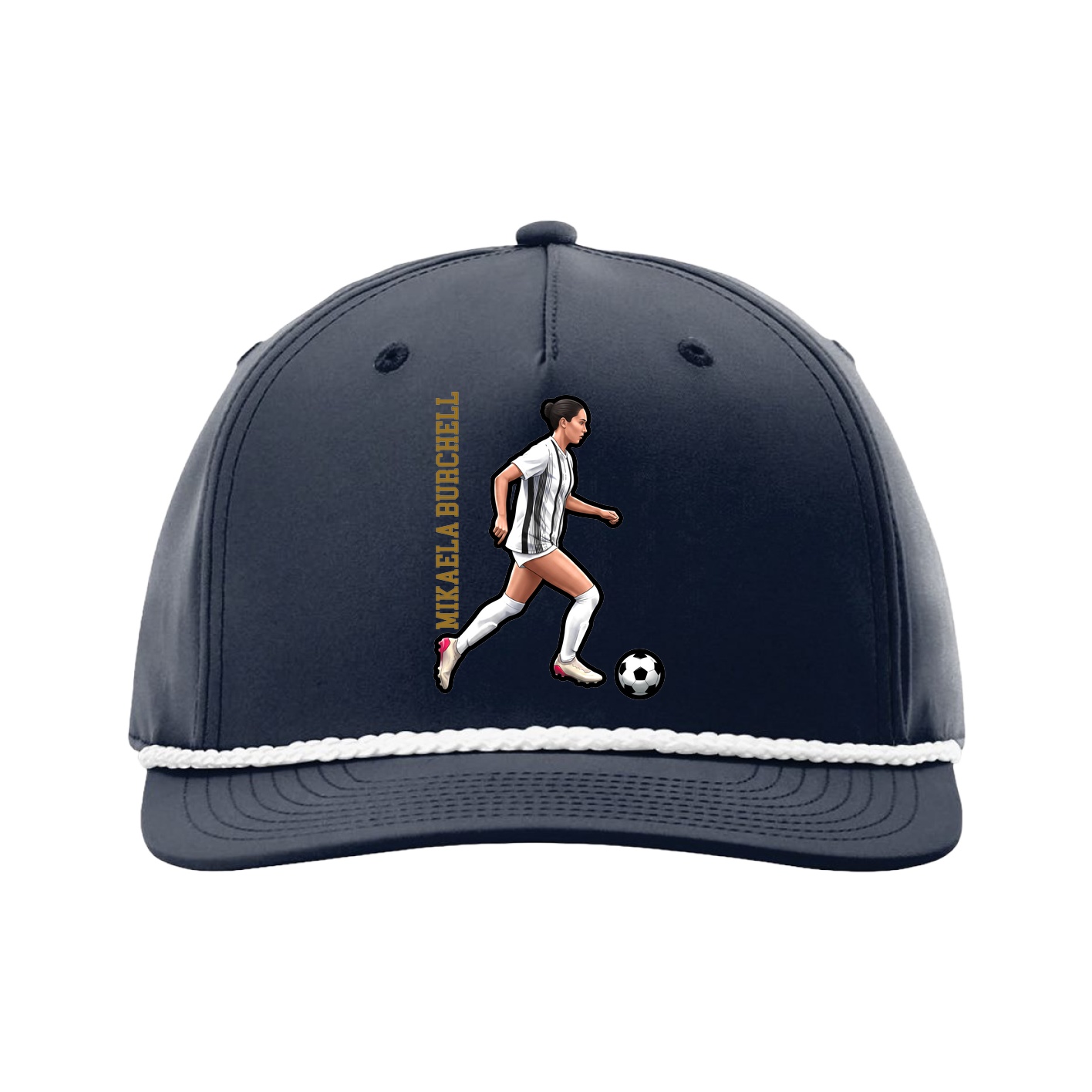 Five-Panel Classic Rope Cap — Name Vertical in Navy