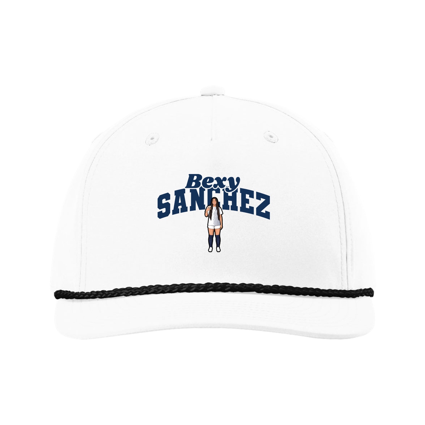 Five-Panel Classic Rope Cap — Signature Arch in White