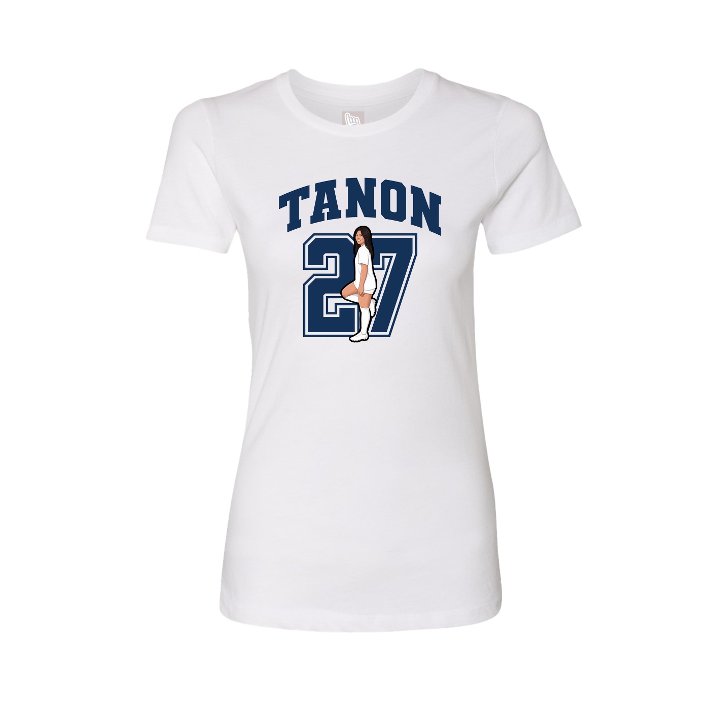 Fitted Women's Tee — Number in White