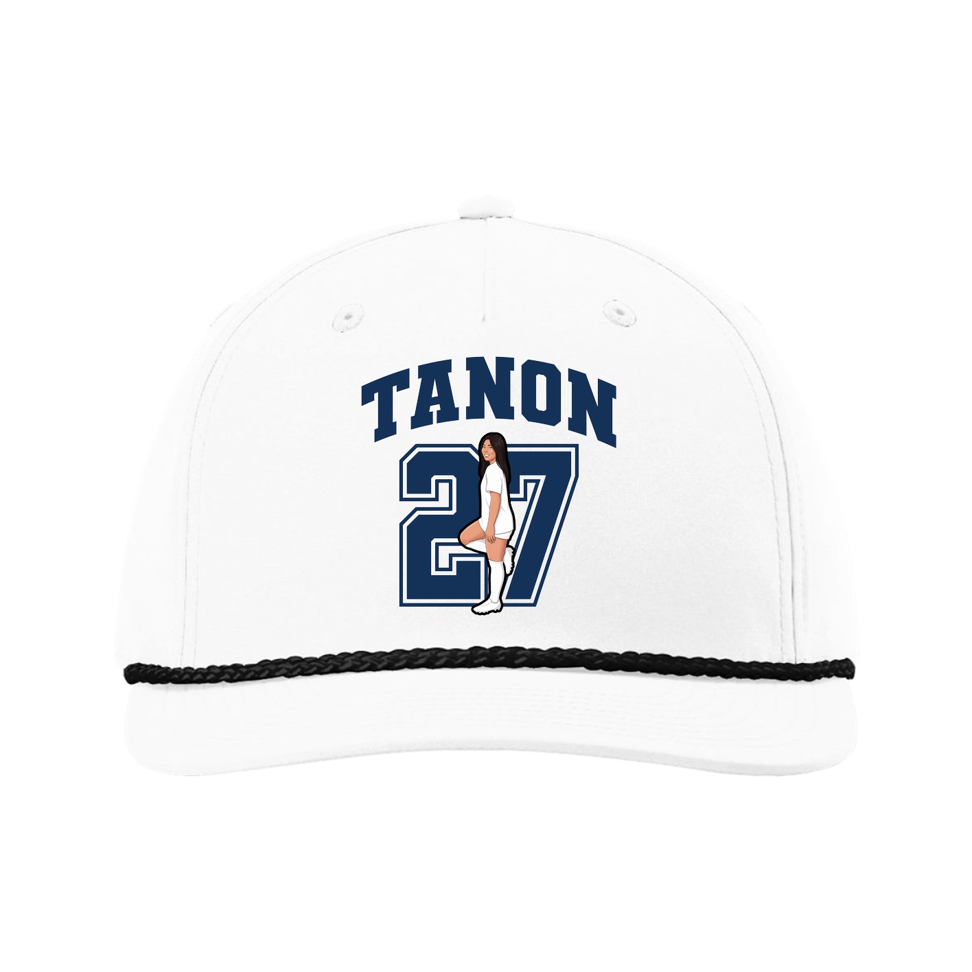 Five-Panel Classic Rope Cap — Number in White