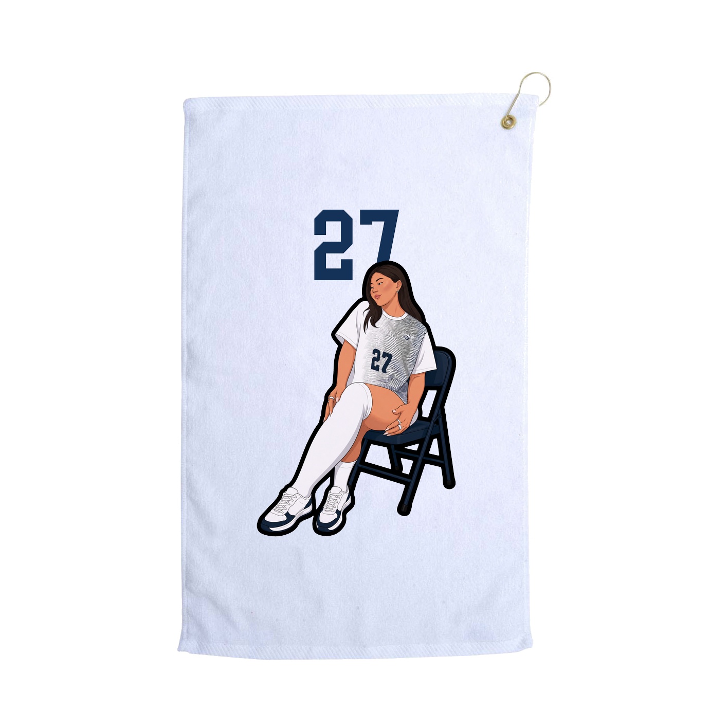 Golf Towel — Number Top in White