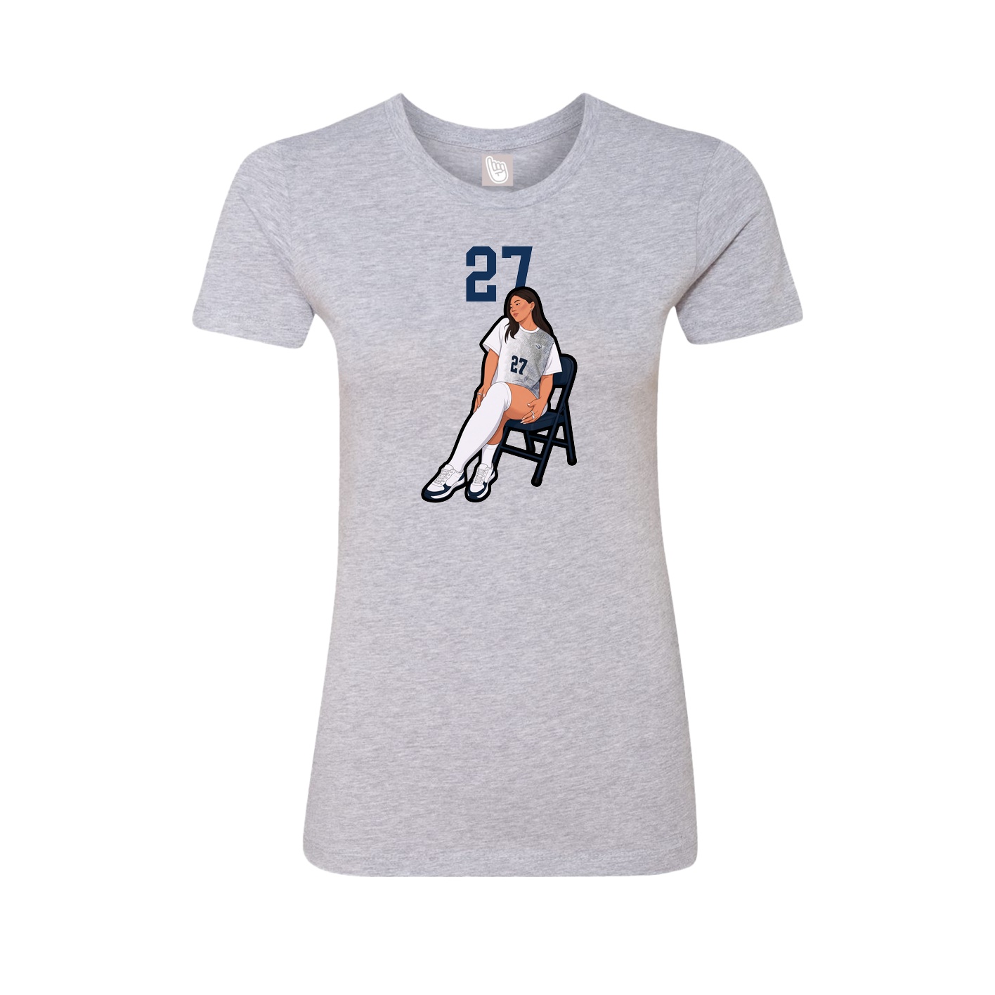 Fitted Women's Tee — Number Top in Grey