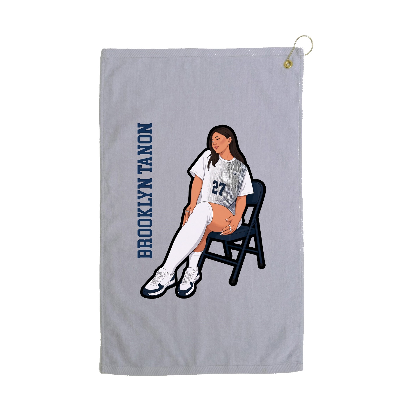 Golf Towel — Name Vertical in Grey