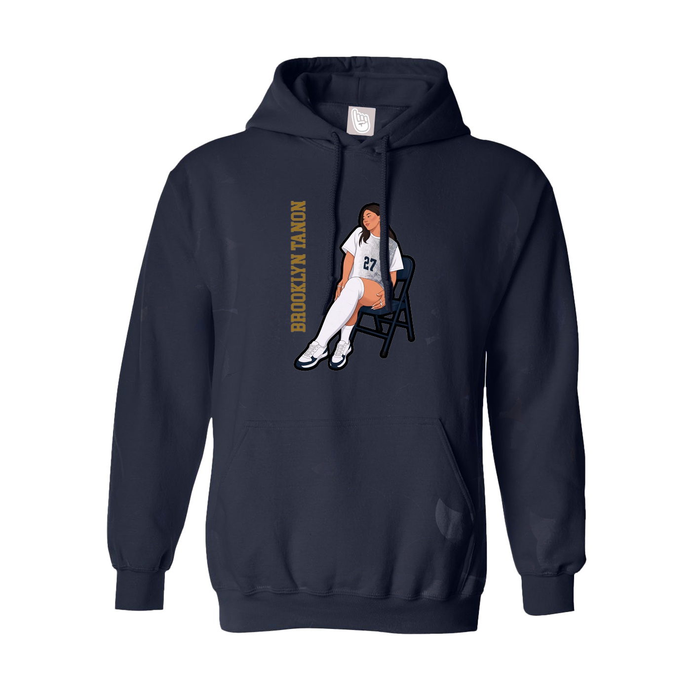 Youth Hoodie — Name Vertical in Navy