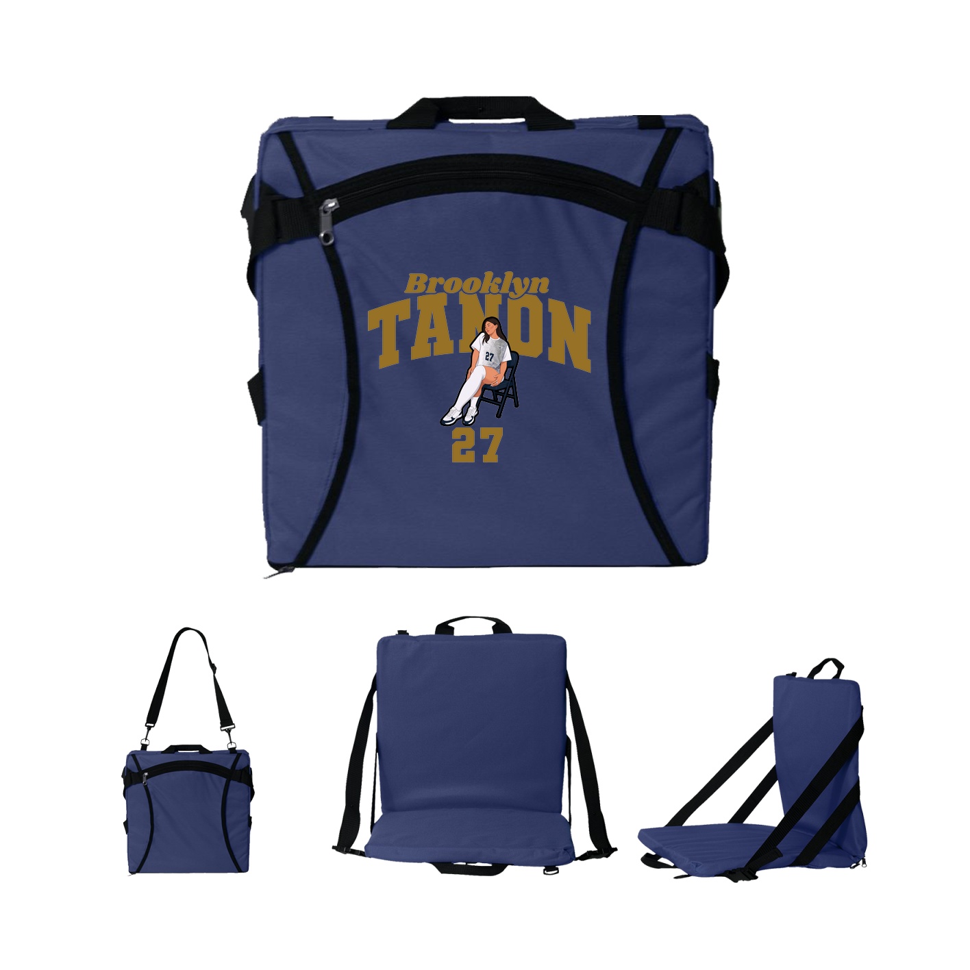 Folding Stadium Seat — Signature Arch in Navy