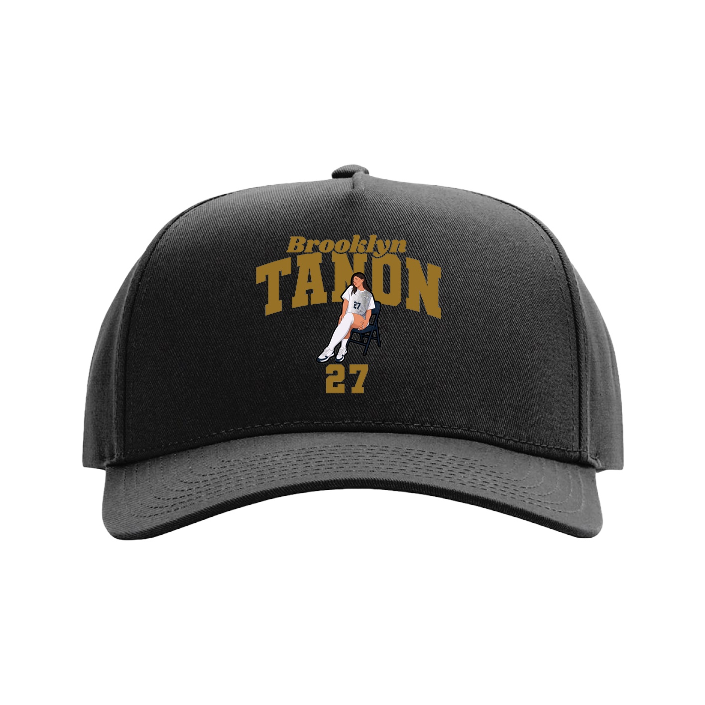Full Fabric Five-Panel Champ Cap — Signature Arch in Black