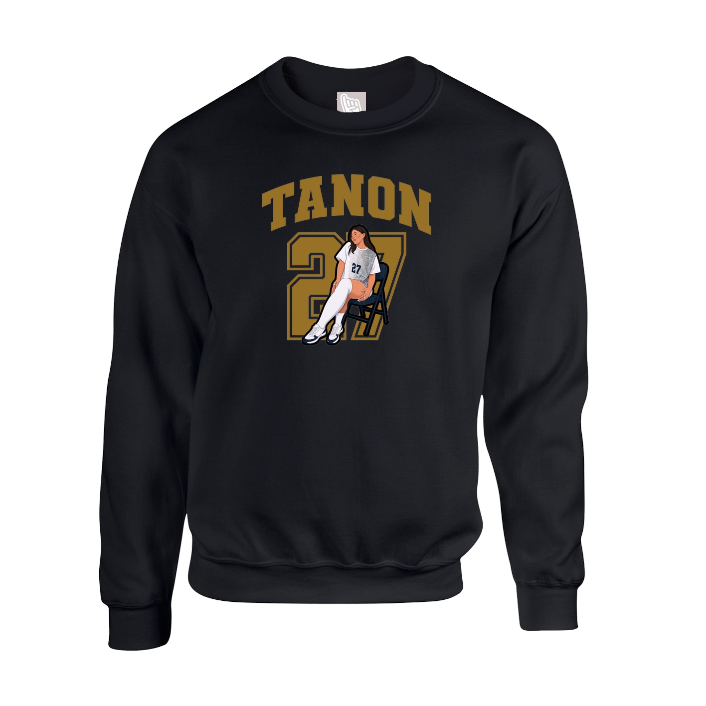 Fleece Crew — Number in Black