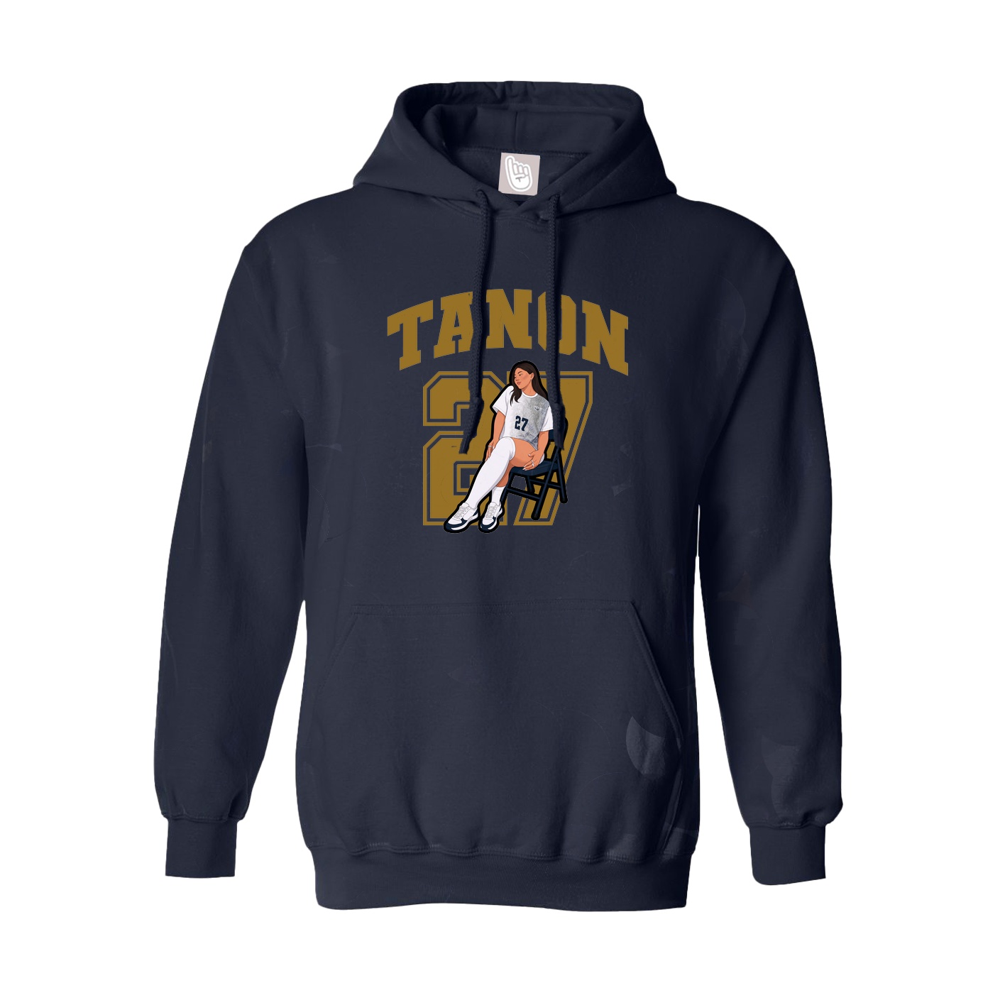 Youth Hoodie — Number in Navy