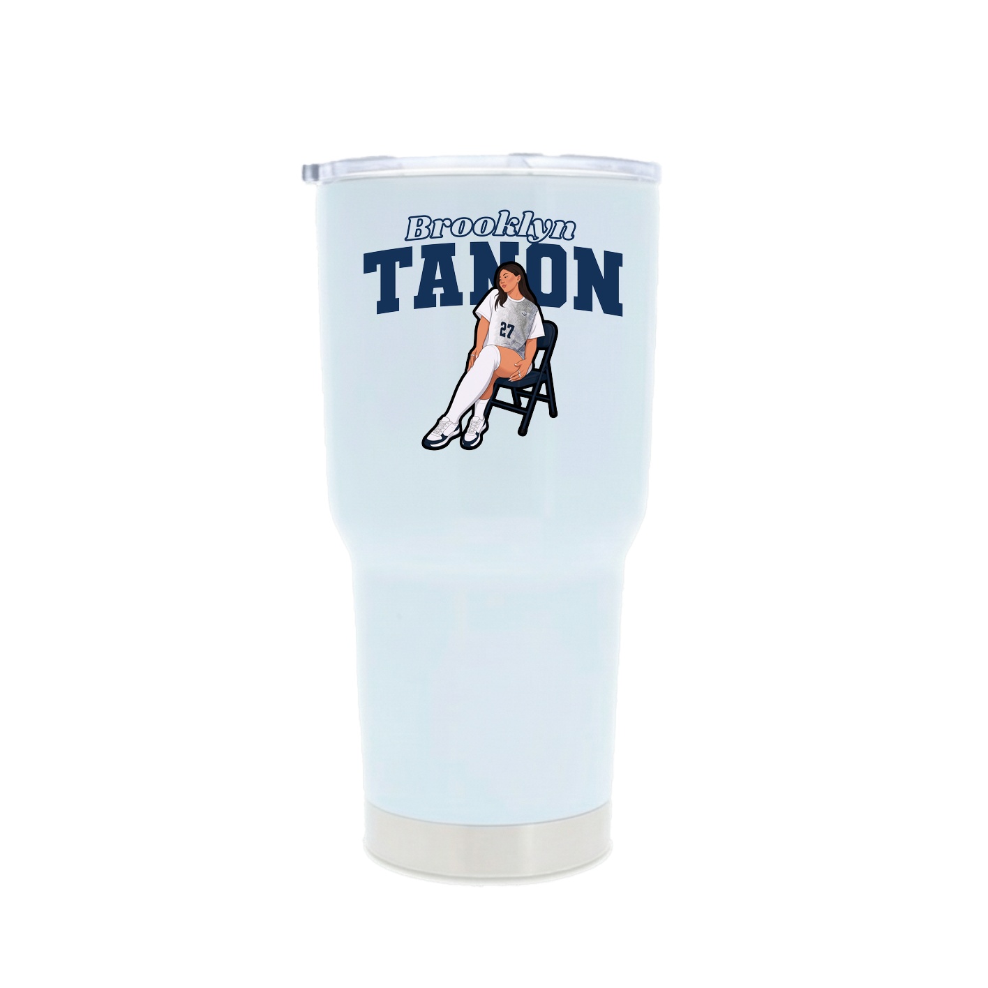 30oz Stainless Steel Tumbler — Name Arch in White