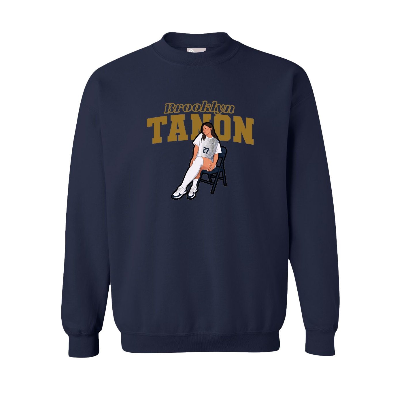 Fleece Crew — Name Arch in Navy