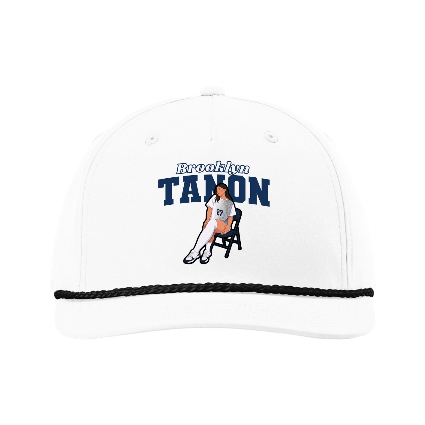 Five-Panel Classic Rope Cap — Name Arch in White