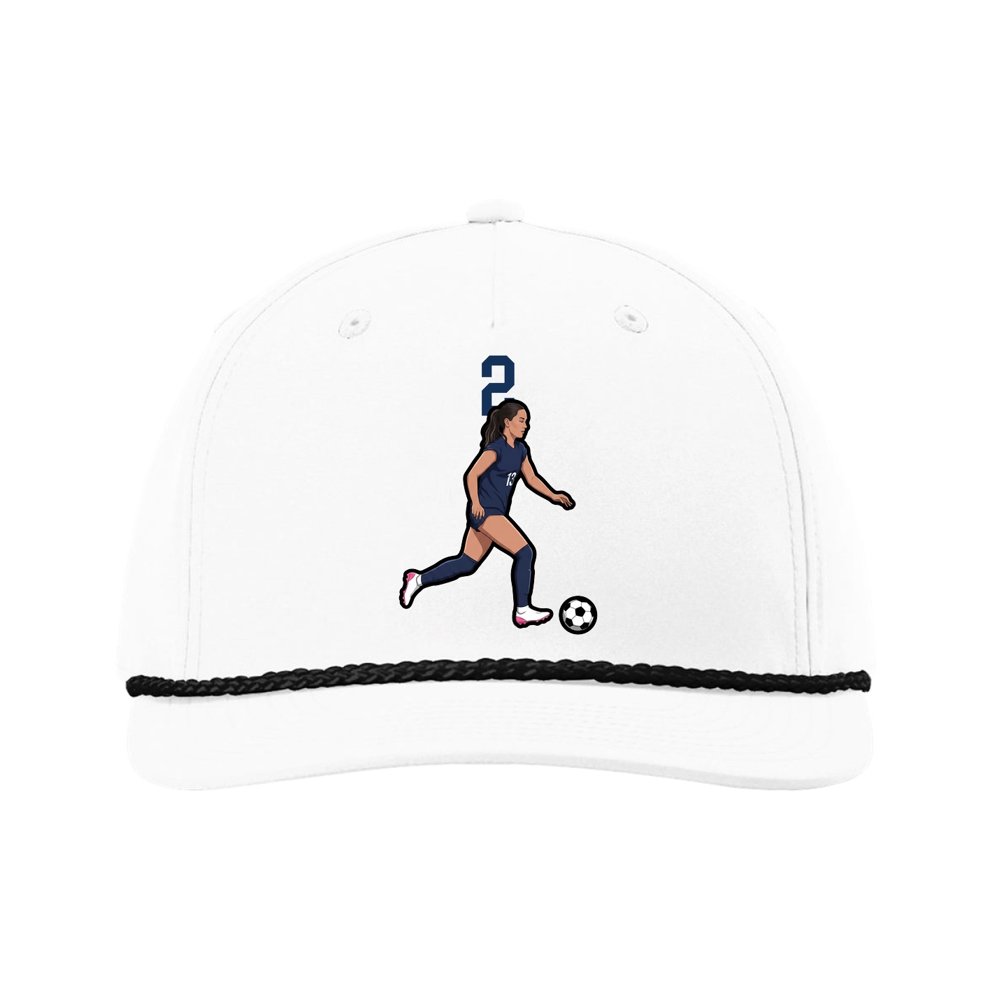 Five-Panel Classic Rope Cap — Number Top in White