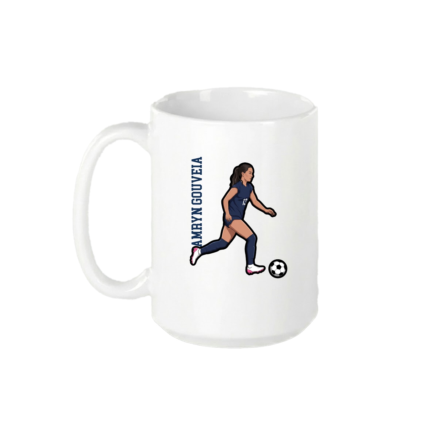 15oz Coffee Mug — Name Vertical in White