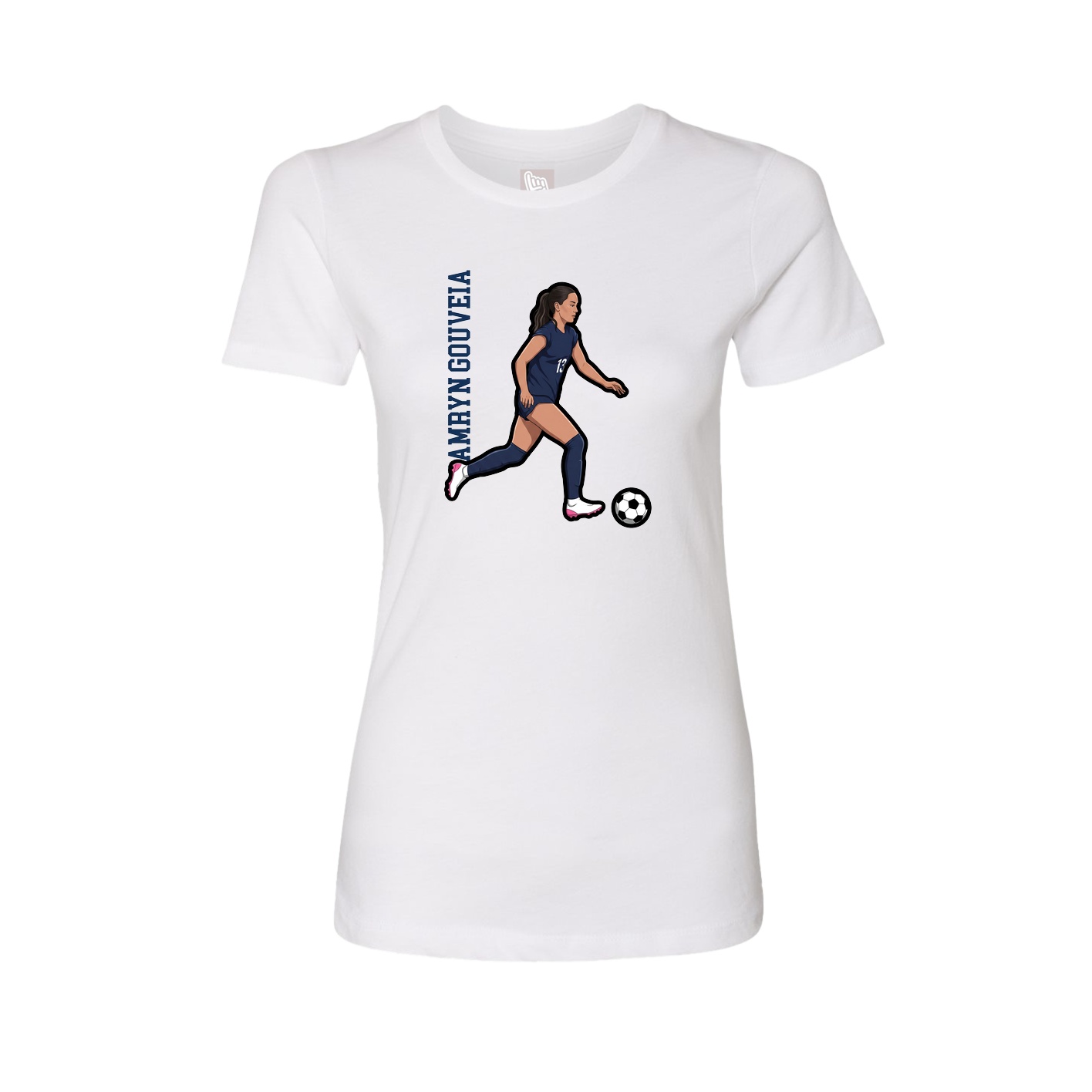 Fitted Women's Tee — Name Vertical in White