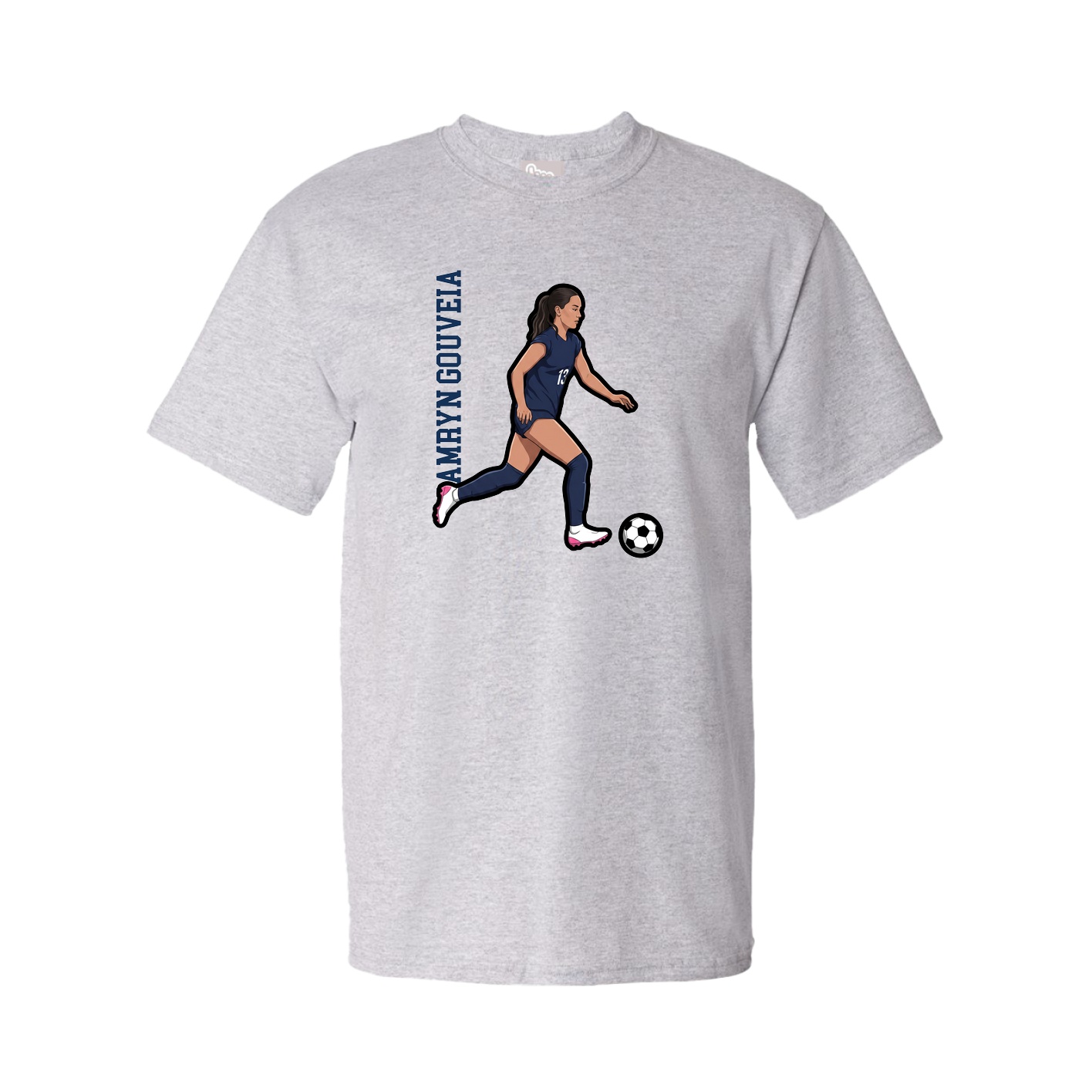 Youth Tee — Name Vertical in Grey