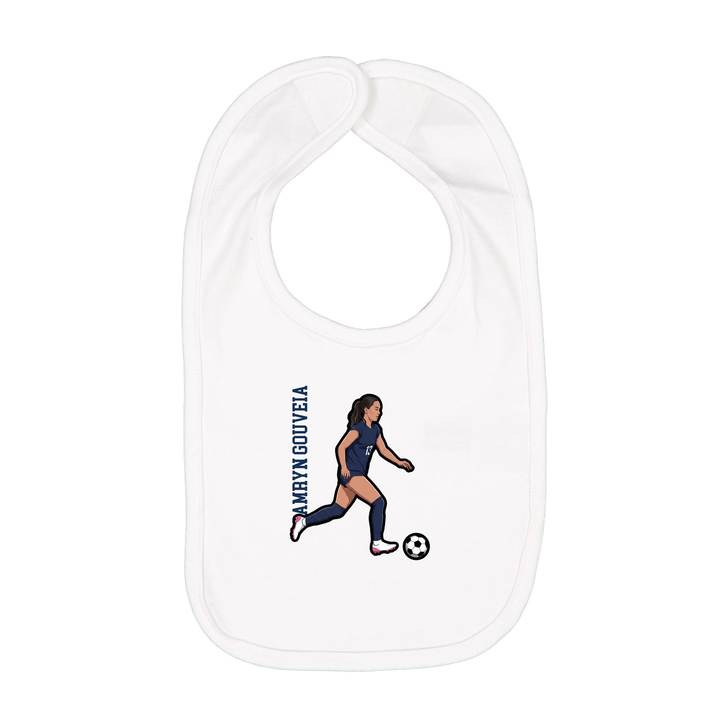 Infant Bib — Name Vertical in White